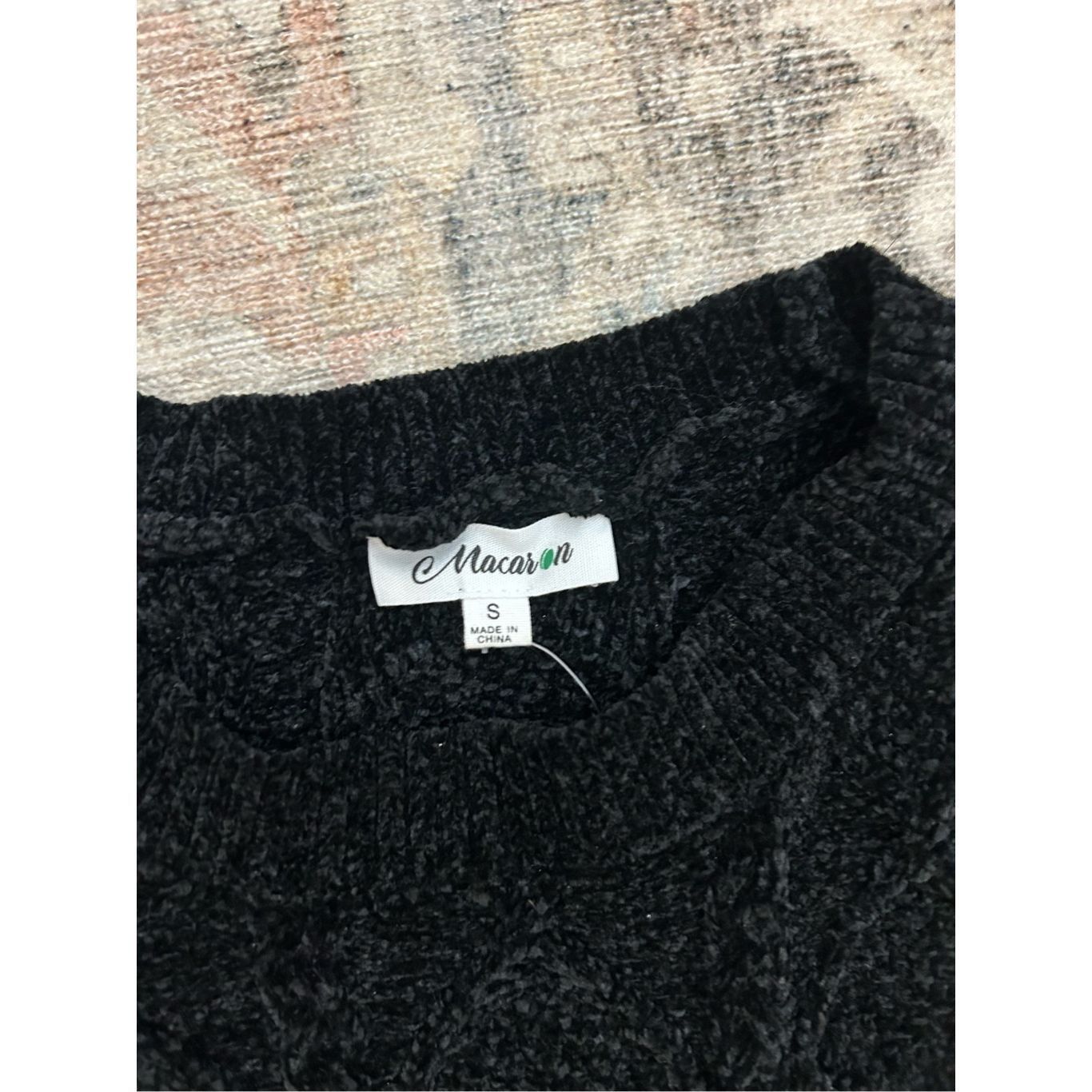 Macron Macaron Black Cable Knit Sweater, Sz Small Size S / US 4 / IT 40 - 2 Thumbnail