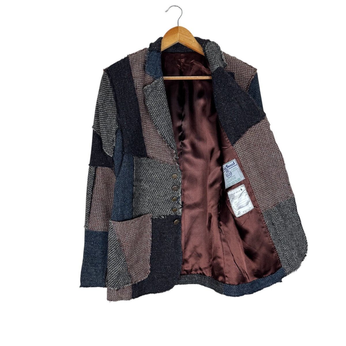 Harris Tweed 🔥HARRIS TWEED PATCHWORK BALMACAAN COAT BLAZER Size US M / EU 48-50 / 2 - 12 Thumbnail