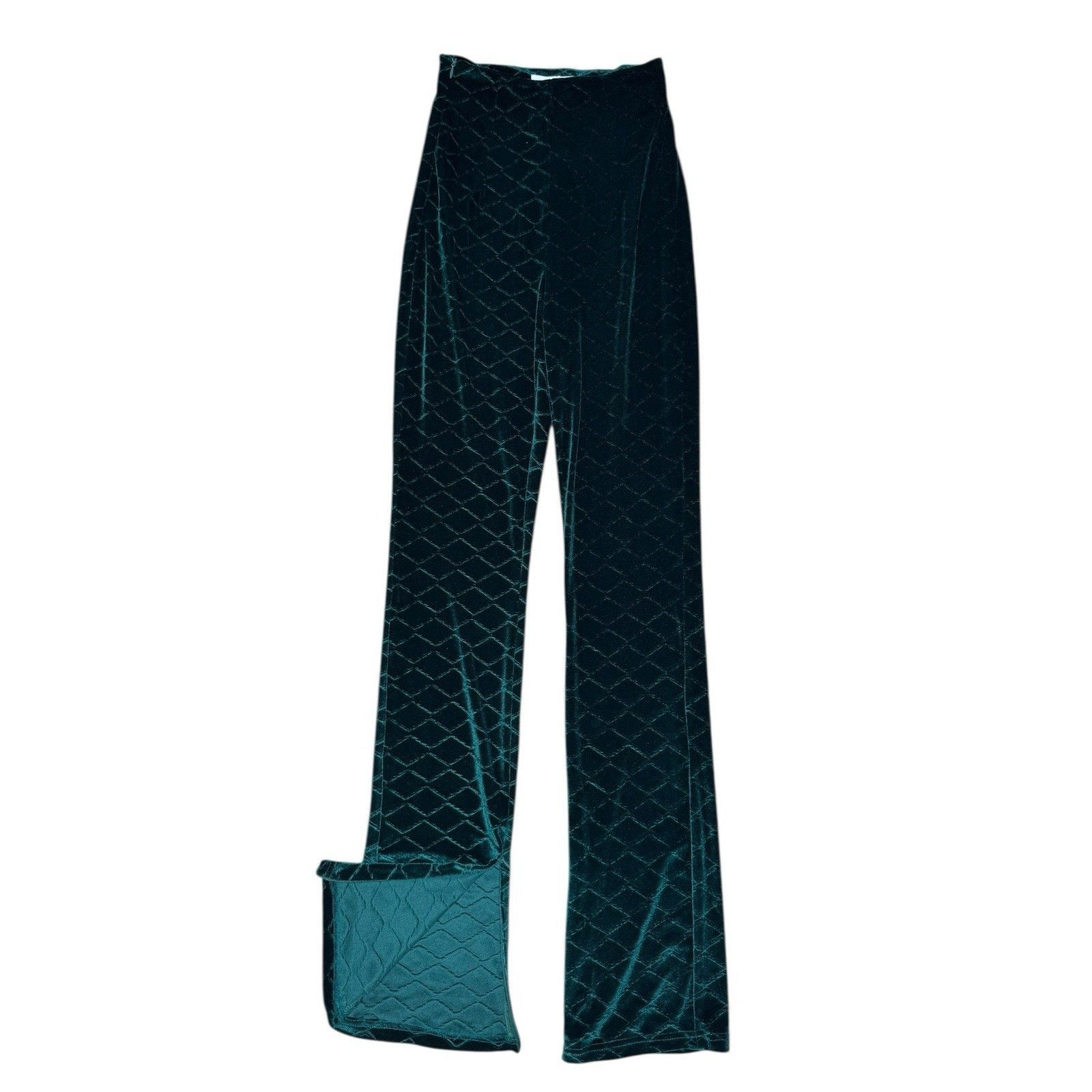 Other Weili Zheng NEW Embossed Velvet Straight leg Pants Green XS Size 24" / US 00 / IT 34 - 1 Thumbnail