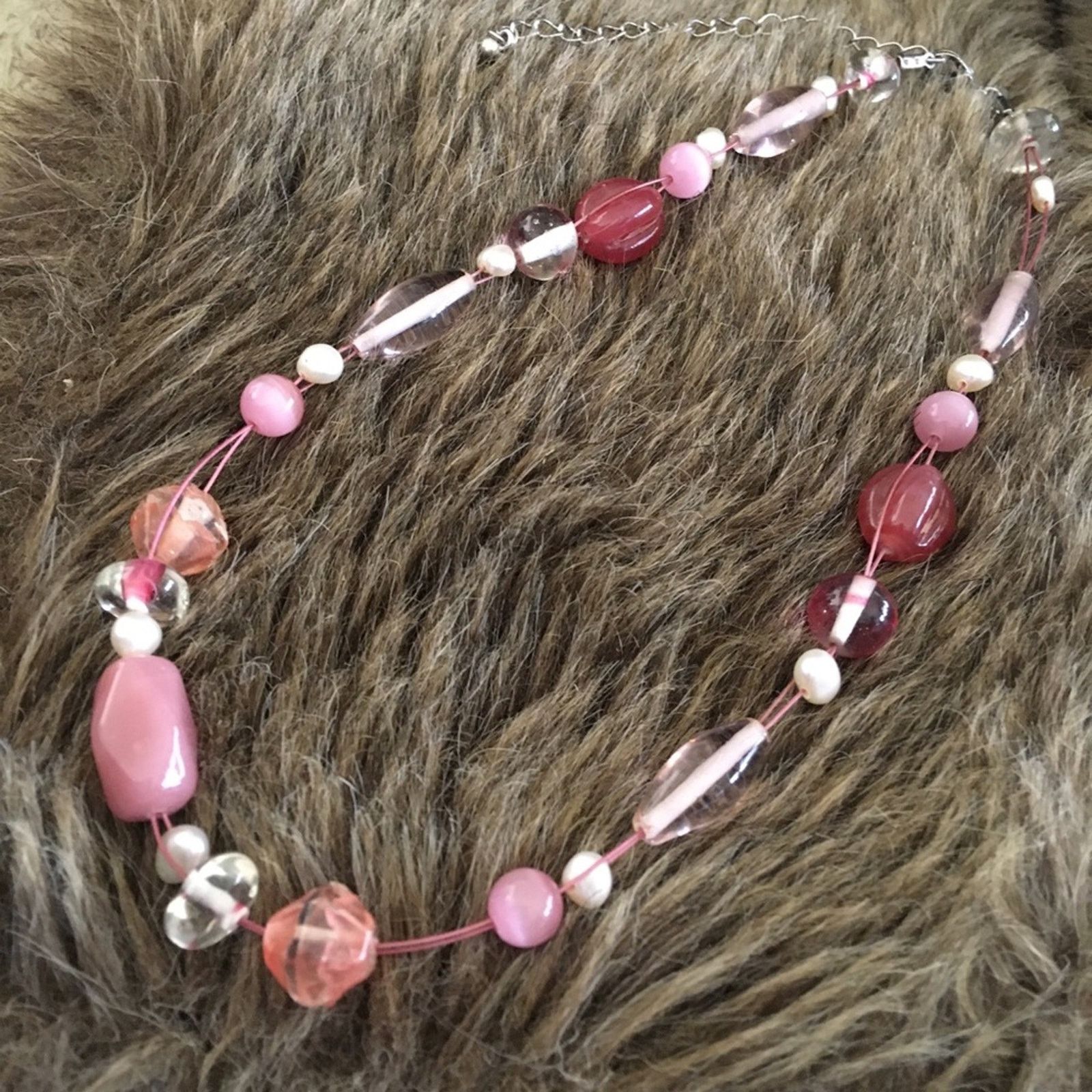 Jewelry Lia Sophia pink tone glass beaded wire necklace Size ONE SIZE - 8 Thumbnail