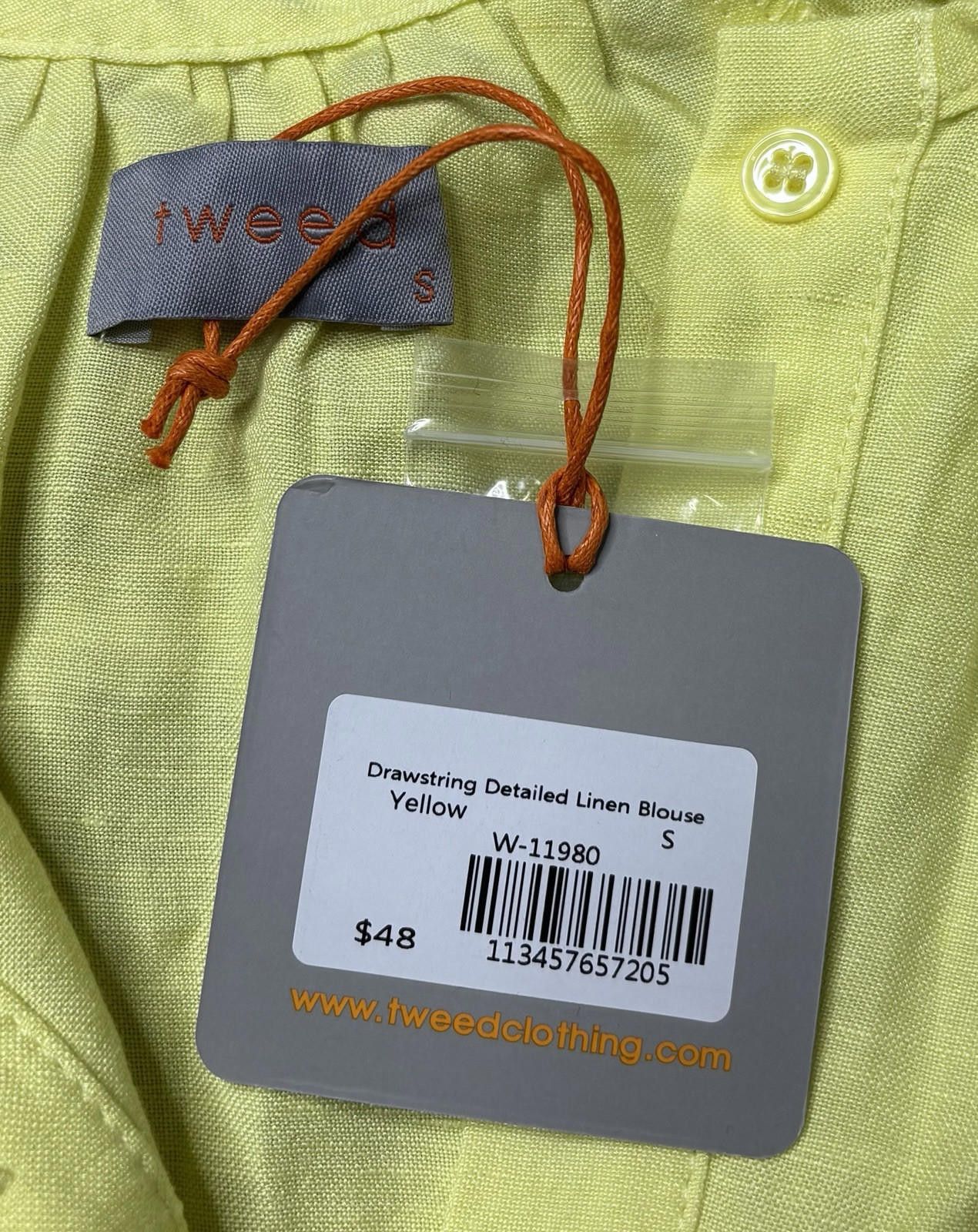 Harris Tweed Tweeds Top Women's Small Linen Drawstring Blouse Balloon Size S / US 4 / IT 40 - 2 Thumbnail