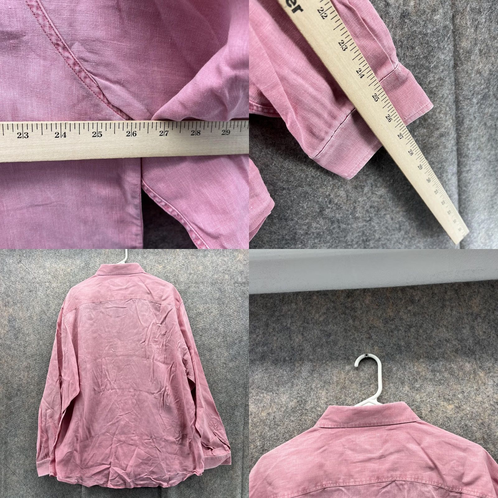 Pinko Indigo Palms Shirt Men XL Adult Pink Linen Button-Down Casual Preppy Striped? No Solid Pink Size US XL / EU 56 / 4 - 8 Thumbnail