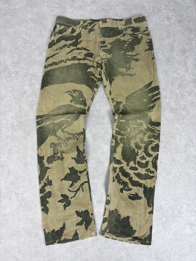 AW2001 Roberto Cavalli Beige Bird World Abstract Pants
