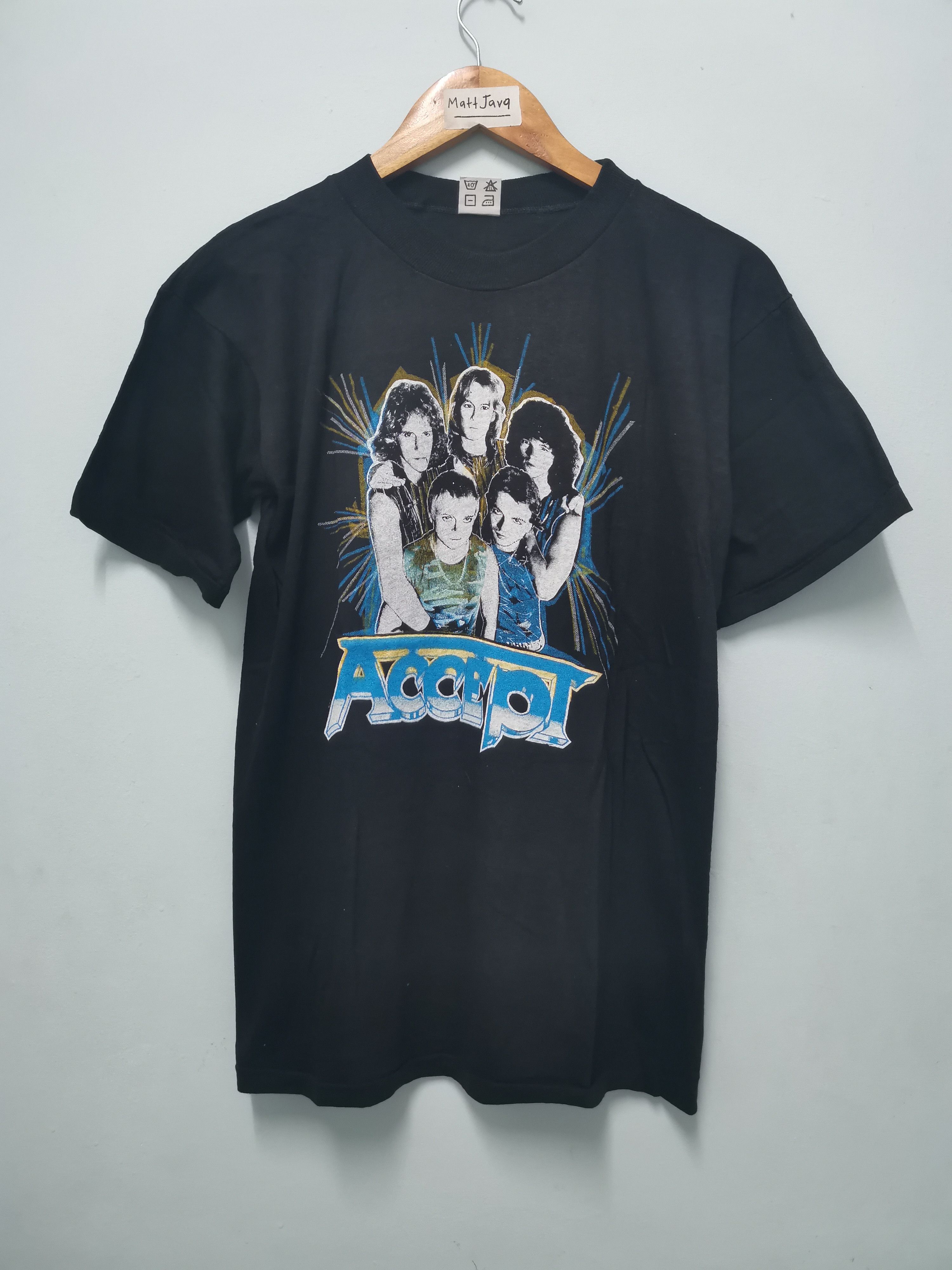 image of Band Tees x Rock T Shirt Vintage Accept Heavy Metal Rock Band Metallica Slayer in Black (Size Mediu