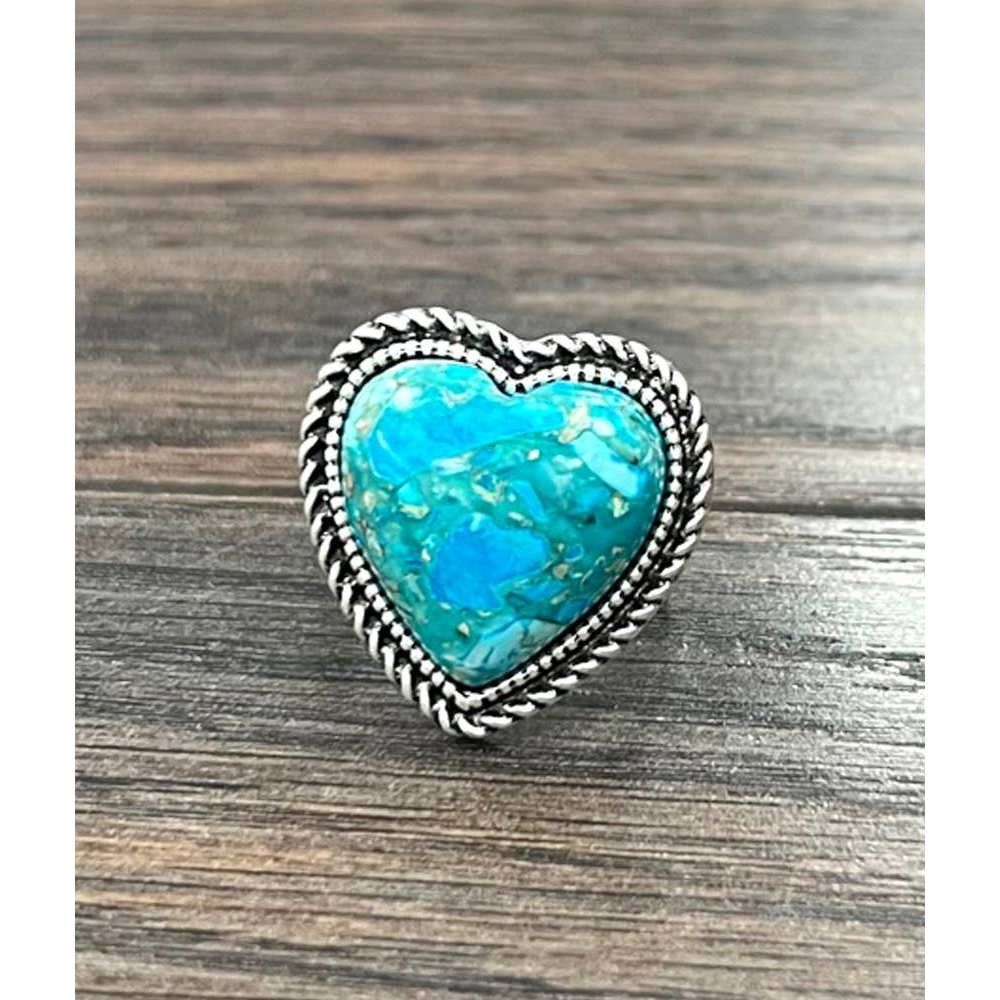 Other Boho Heart Gemstone Adjustable Statement Cuff Ring for Elega Size ONE SIZE - 1 Thumbnail