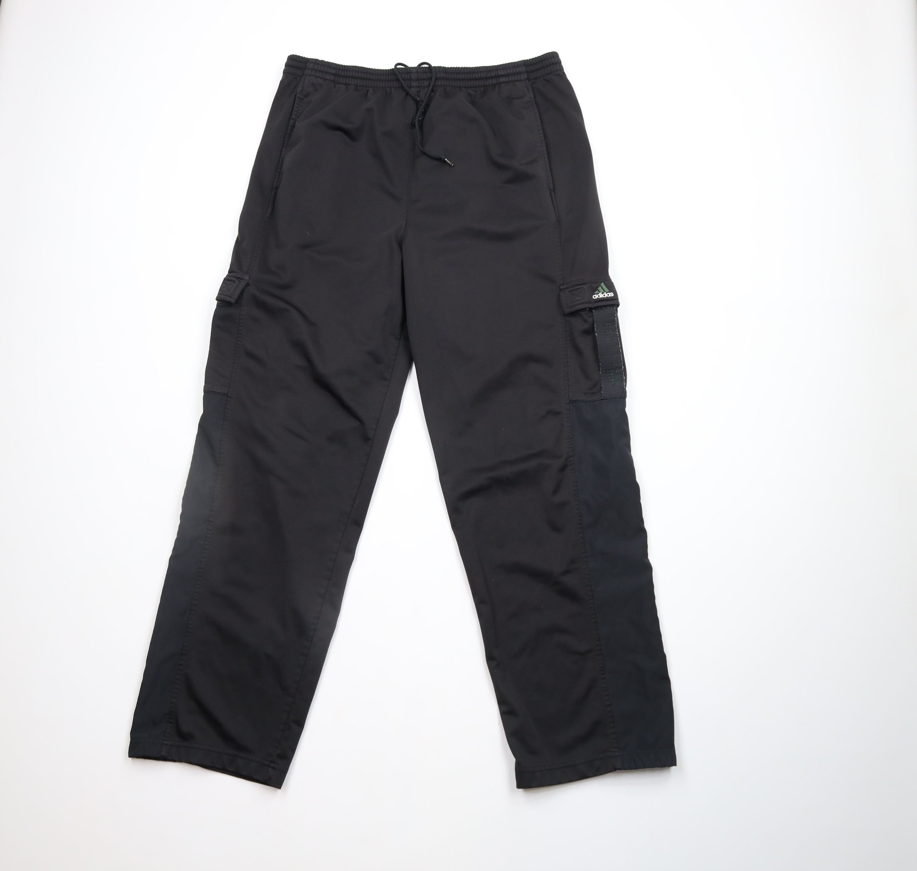 Adidas × Vintage Vintage 90s Adidas Spell Out Wide Leg Cargo Sweatpants Black Size US 38 / EU 54 - 1 Thumbnail