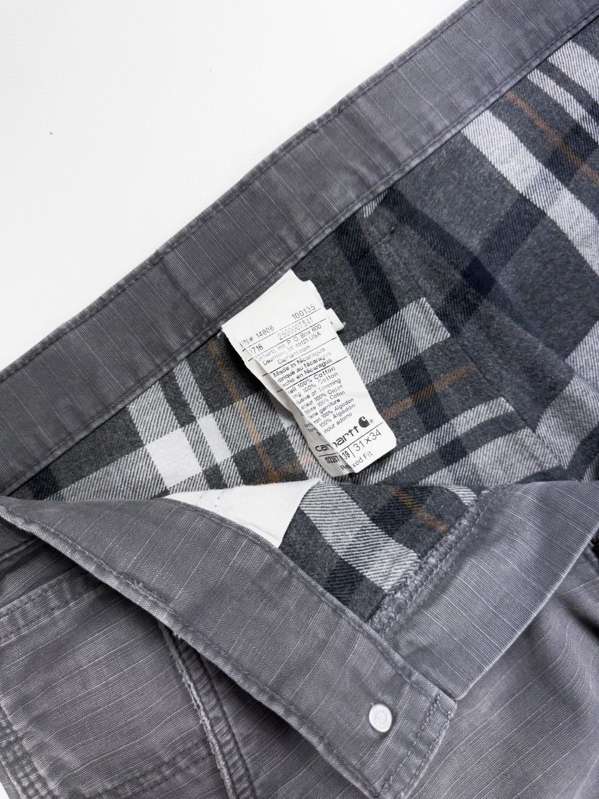 Carhartt Vintage Carhartt Flannel Double Knee Cargo Work Pants Size US 31 - 15 Thumbnail