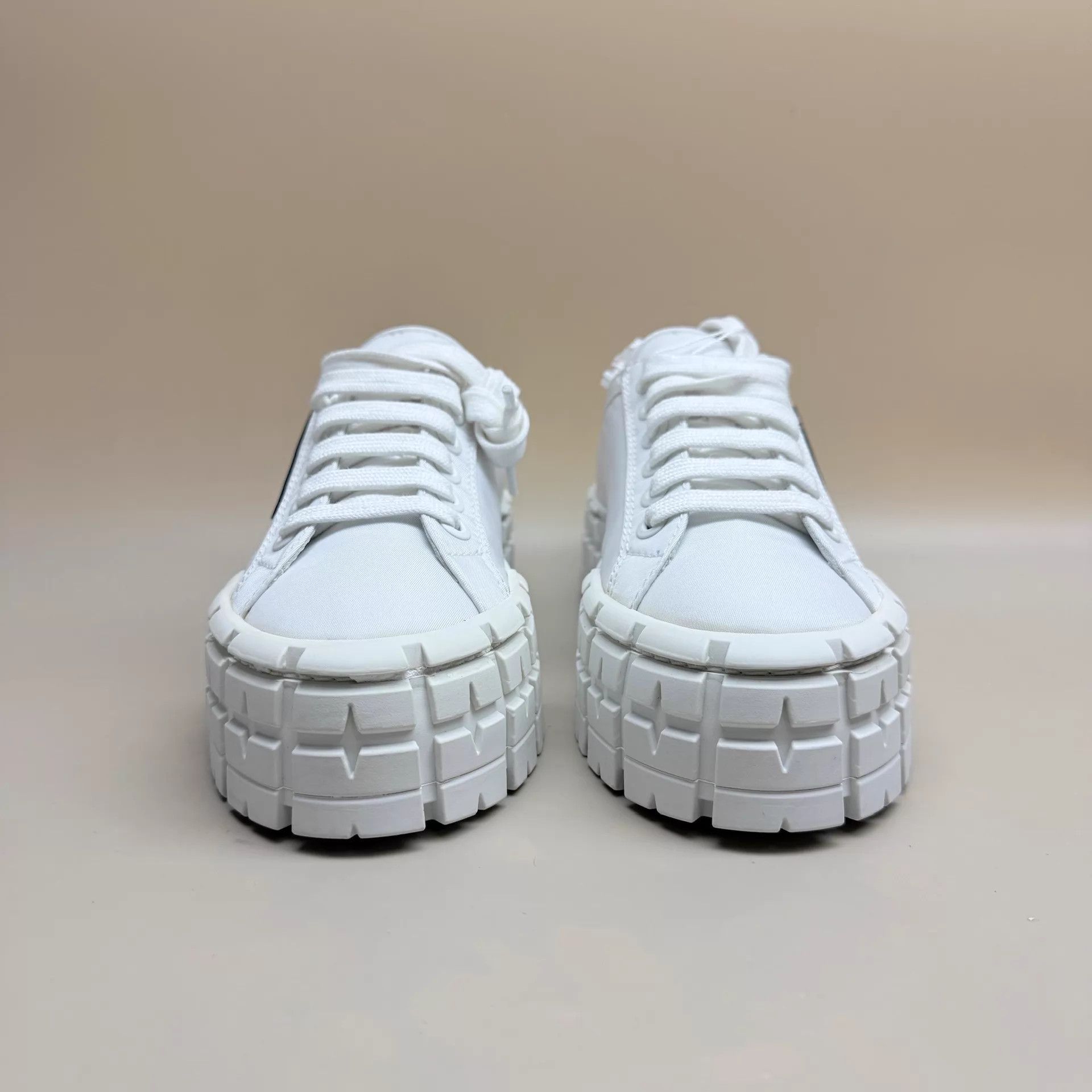 Prada Prada White Triangle Logo Platform Cracker Sneakers 37 Size US 6.5 / IT 36.5 - 2 Thumbnail