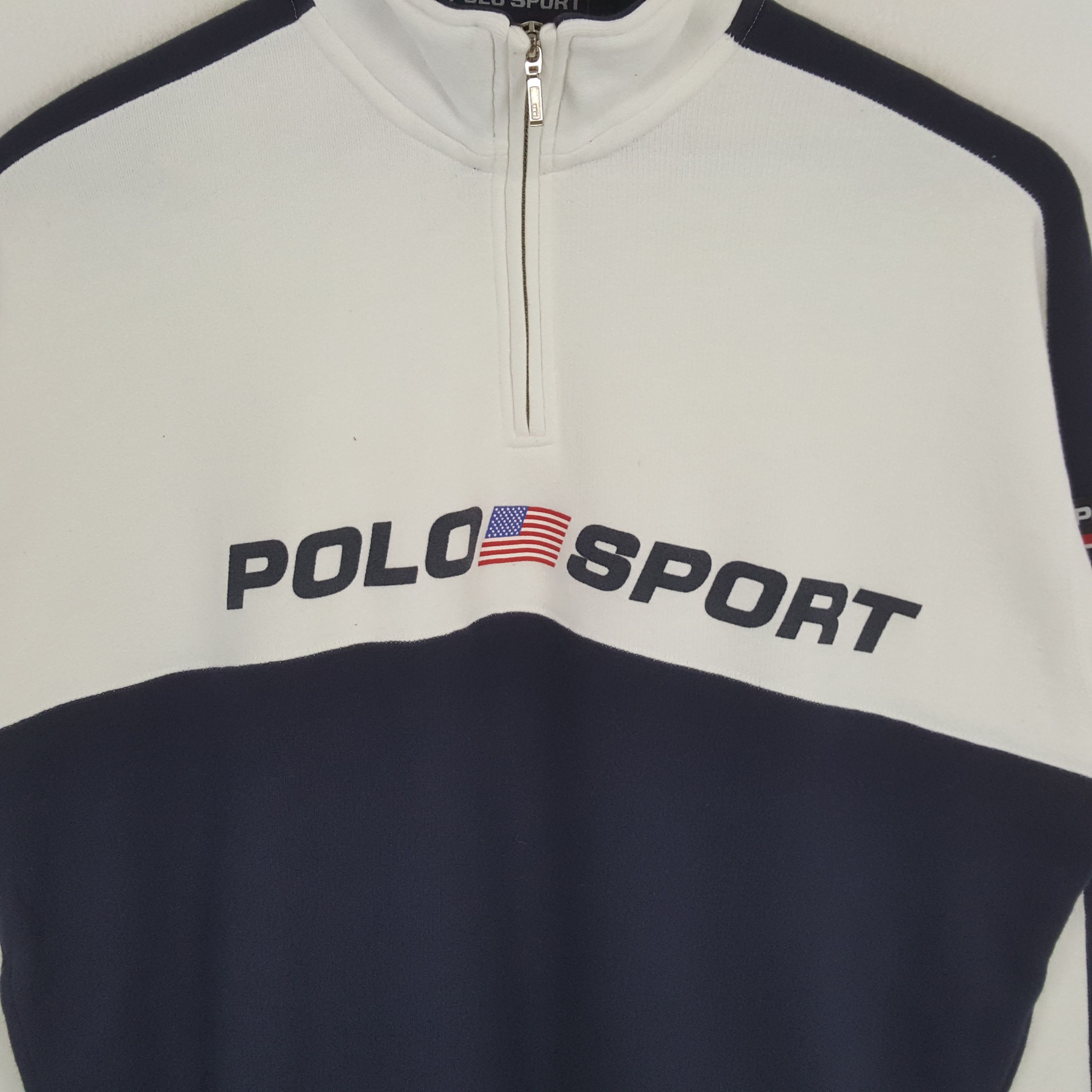 Polo Ralph Lauren × Vintage Polo Sport Ralph Lauren Fashion Half Zipper Sweatshirt Size US XL / EU 56 / 4 - 2 Thumbnail