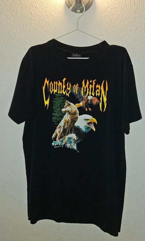 Marcelo Burlon Marcelo Burlon County of Milan Black Wolf Eagle T-Shirt Size US L / EU 52-54 / 3 - 3 Thumbnail