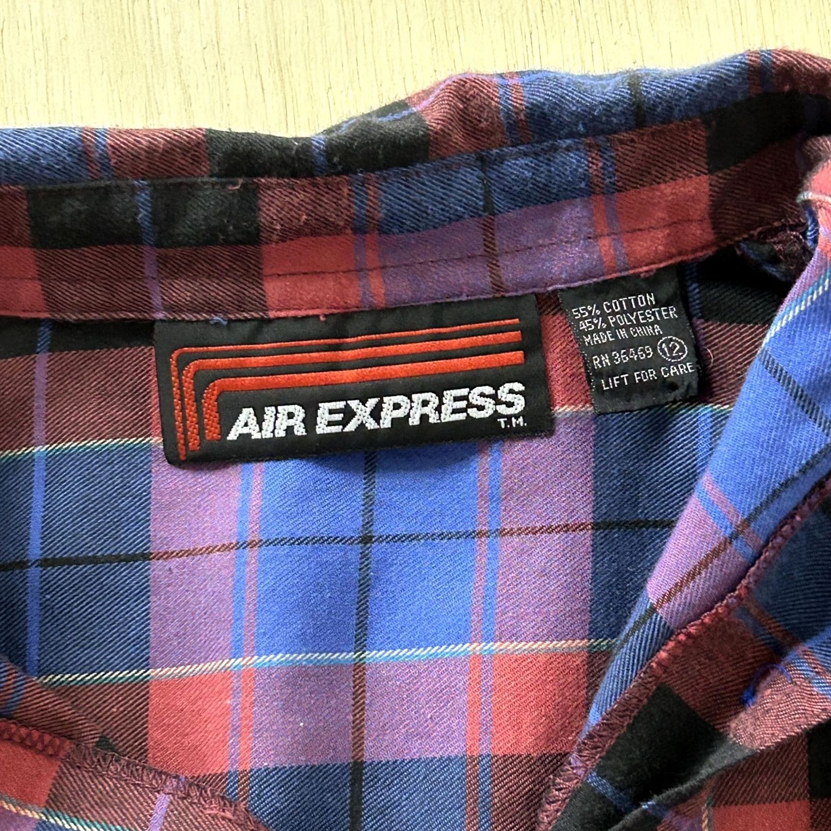 Express VINTAGE Air Express Shirt Womens 12 Red Blue Plaid Flannel Long Sleeve Button Up Size XL / US 12-14 / IT 48-50 - 2 Thumbnail
