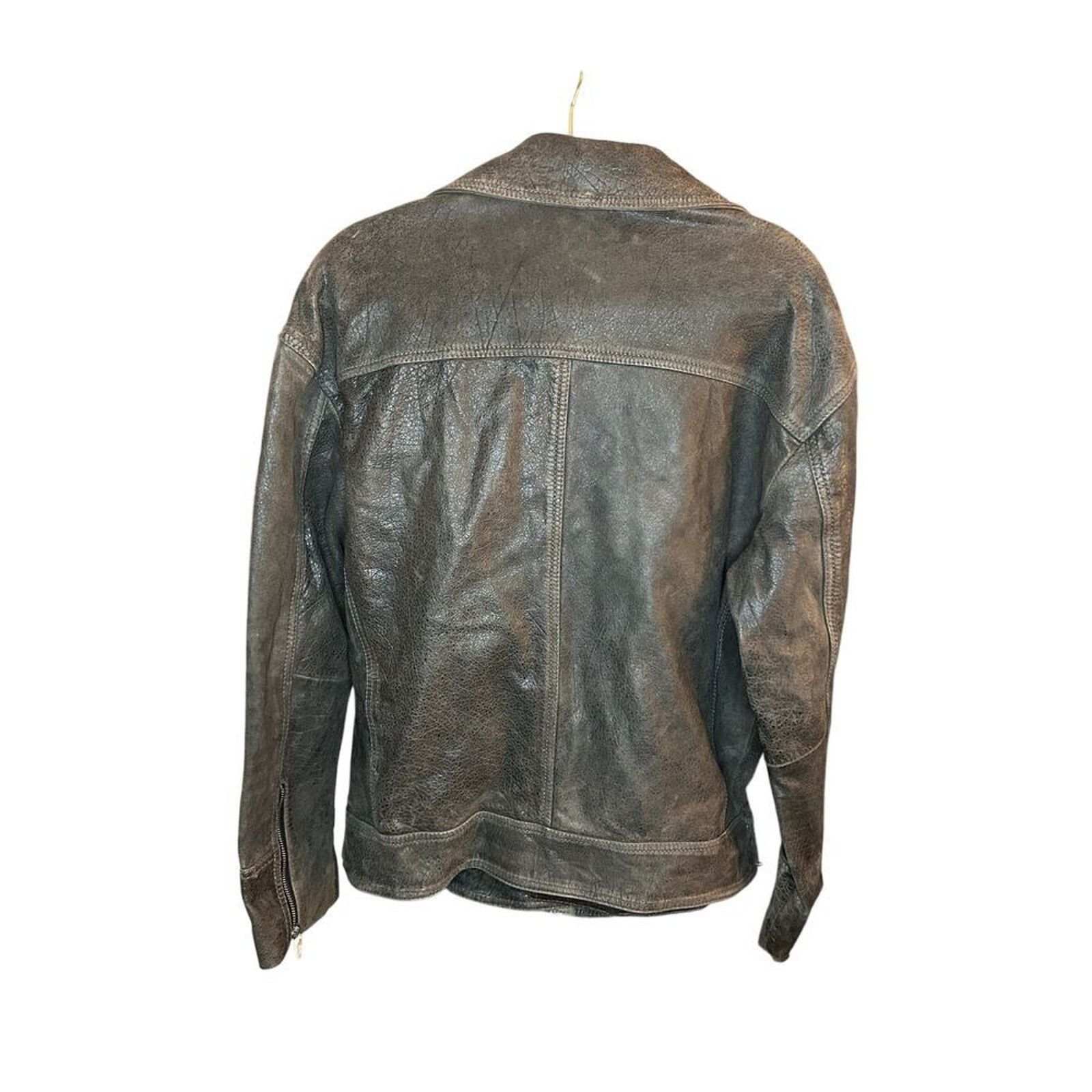 Zara Nwt- ZARA MAN FADED LEATHER BIKER JACKET STONE GREY SIZE M Size US M / EU 48-50 / 2 - 2 Thumbnail