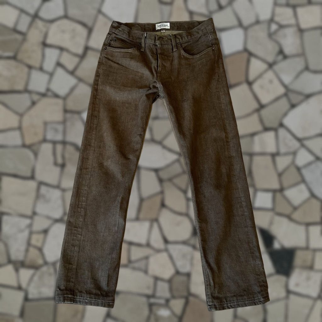 Denime RPM West Selvedge Denim Jeans Men’s 30x29 Slim Low Rise Dark Brown 5-Pocket Button Closure United States Vintage Style Streetwear 30 in Inseam Men Size US 30 / EU 46 - 1 Thumbnail