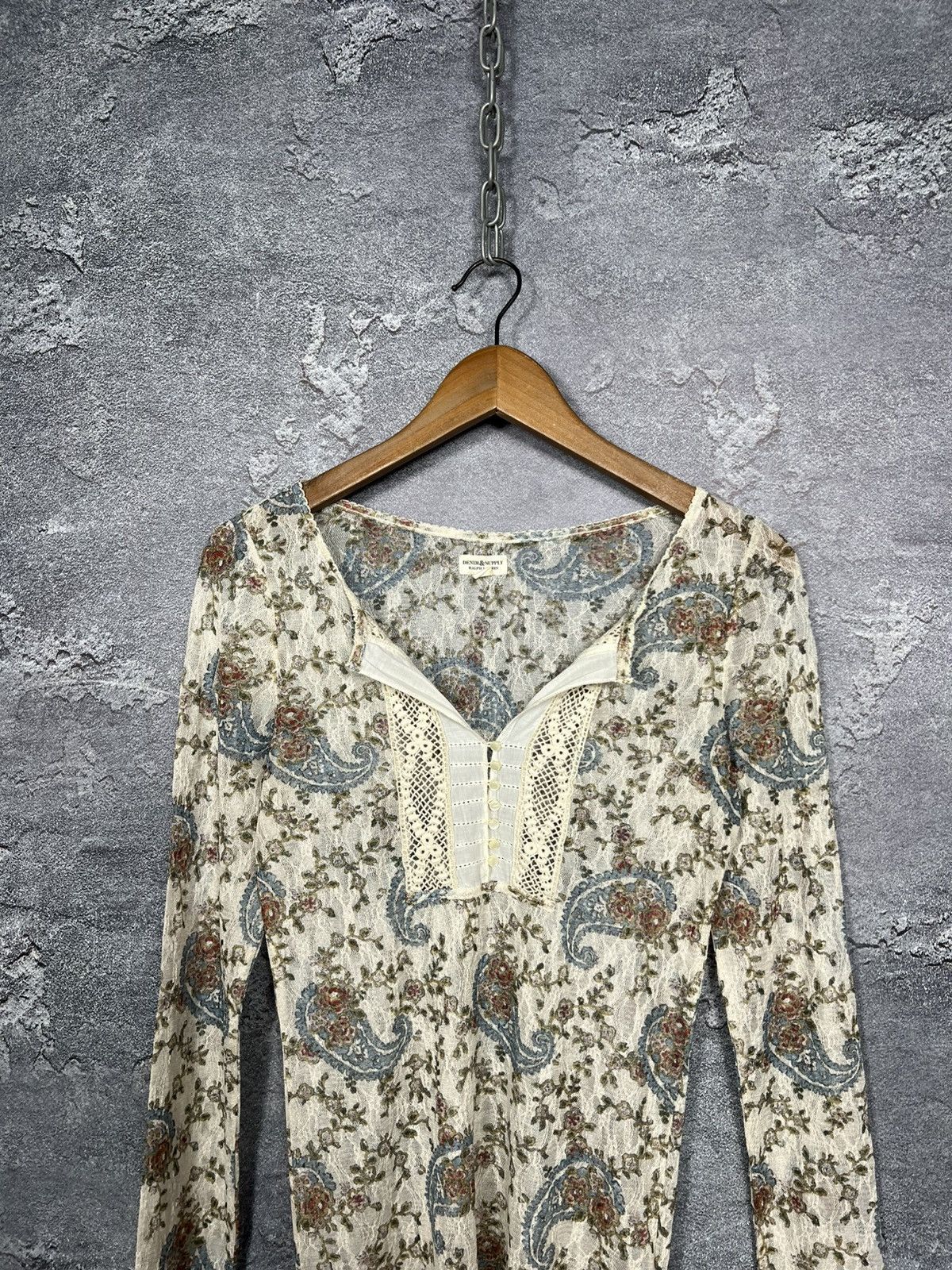 Denim & Supply Ralph Lauren Denim & Supply Paisley And Floral Lace Henley Top Size Small Size M / US 6-8 / IT 42-44 - 3 Thumbnail