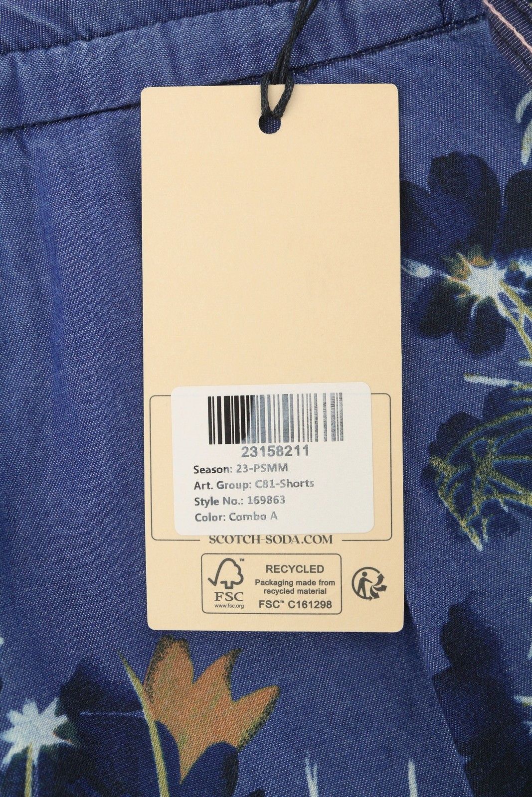 Scotch & Soda W33 Blue Floral Print Pleated Tencel Chino Shorts 91023 Size US 33 - 9 Thumbnail