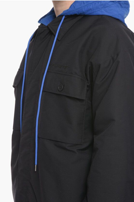 Off-White o1y0225 Logo Hooded Jacket in Black/Blue Size US S / EU 44-46 / 1 - 2 Thumbnail