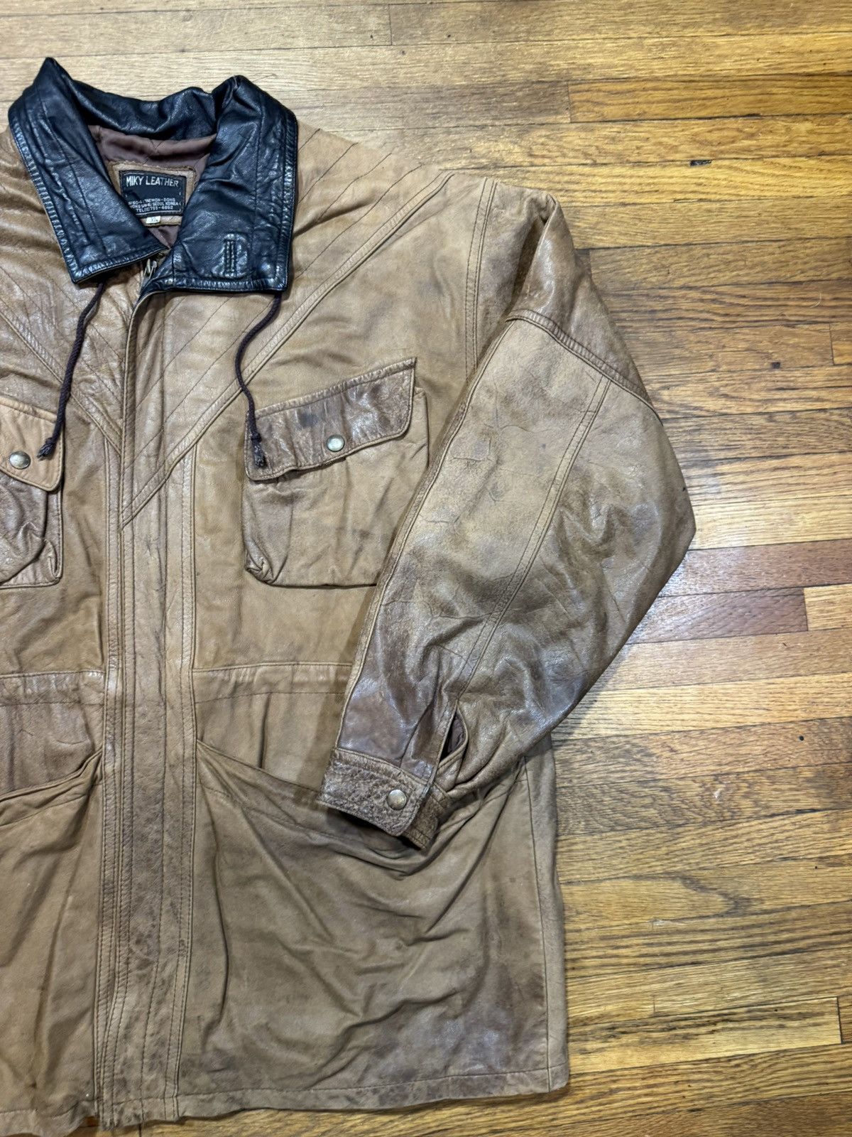 Vintage Vintage Faded Brown Leather Jacket Size US XL / EU 56 / 4 - 5 Thumbnail