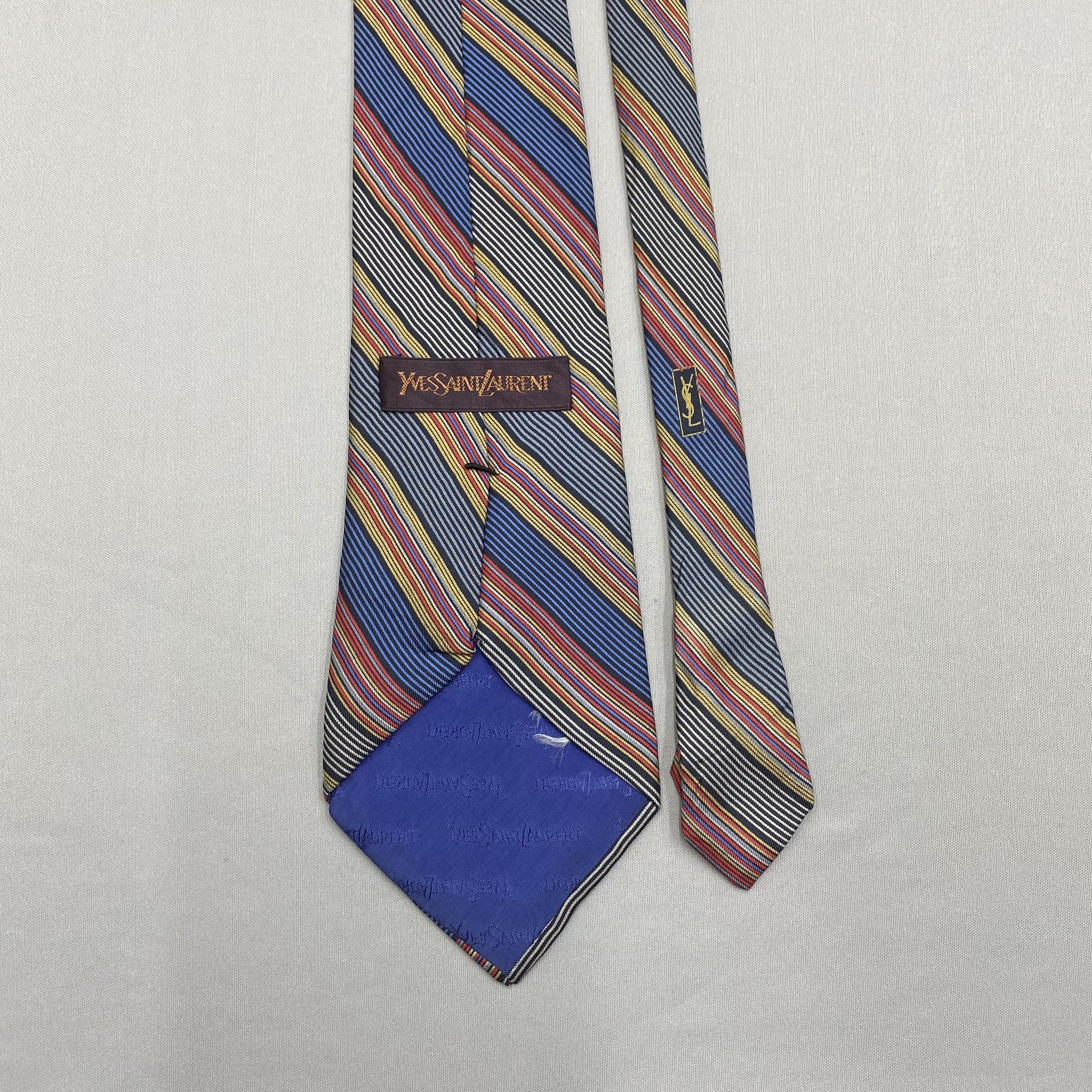 Japanese Brand Vintage Yves Saint Laurent SILK Necktie Cravate Pure Silk Size ONE SIZE - 6 Thumbnail