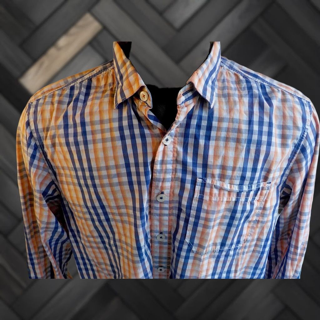 Tommy Bahama TOMMY BAHAMA JEANS LS Button Down Checkered Shirt Cotton White Peach Blue SZ MED Mens Shirt Medium White Peach Blue Checkered 100% Cotton Size US M / EU 48-50 / 2 - 1 Thumbnail