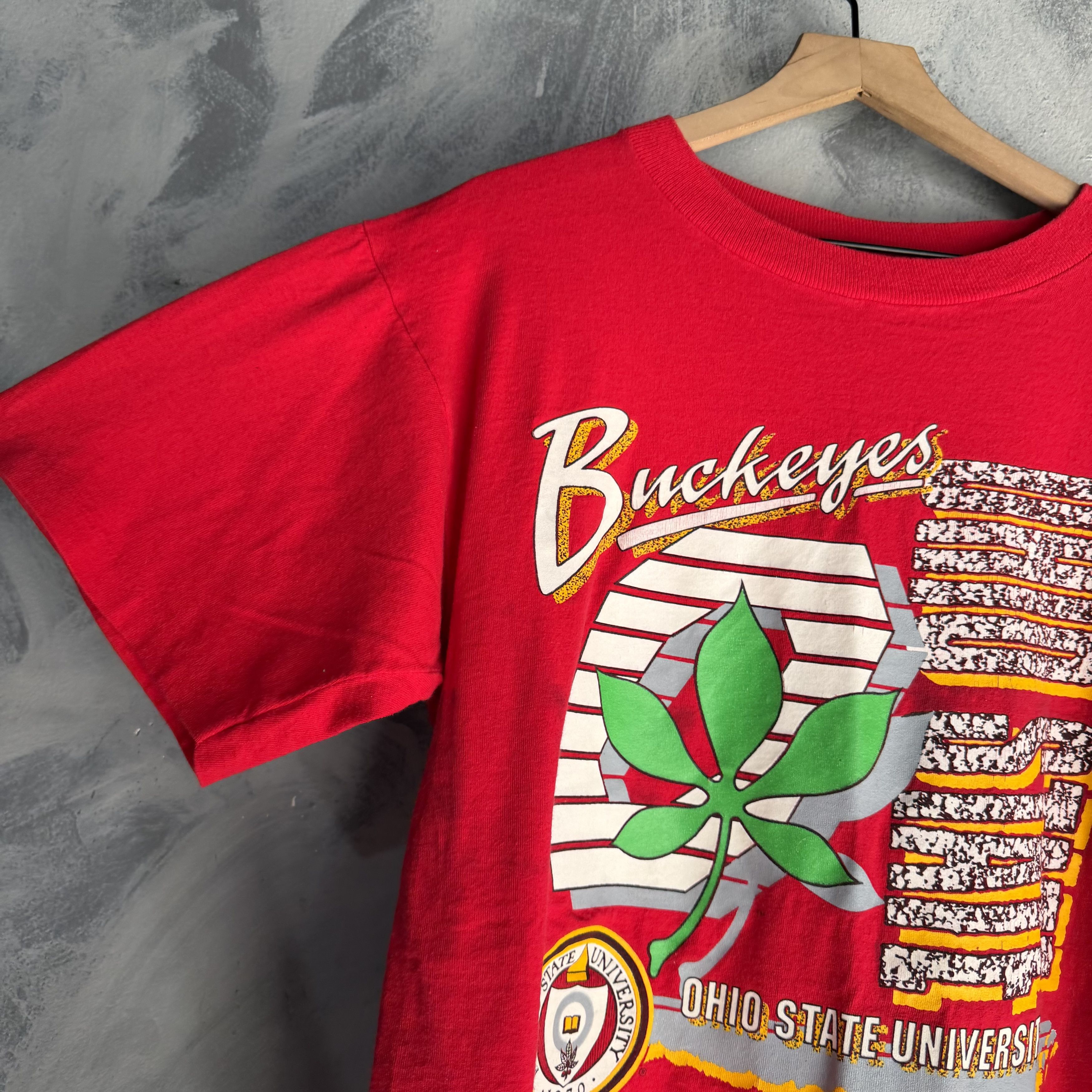NCAA Vtg Ohio State Buckeyes T Shirt Large Red 90's NCAA Block Size US L / EU 52-54 / 3 - 2 Thumbnail