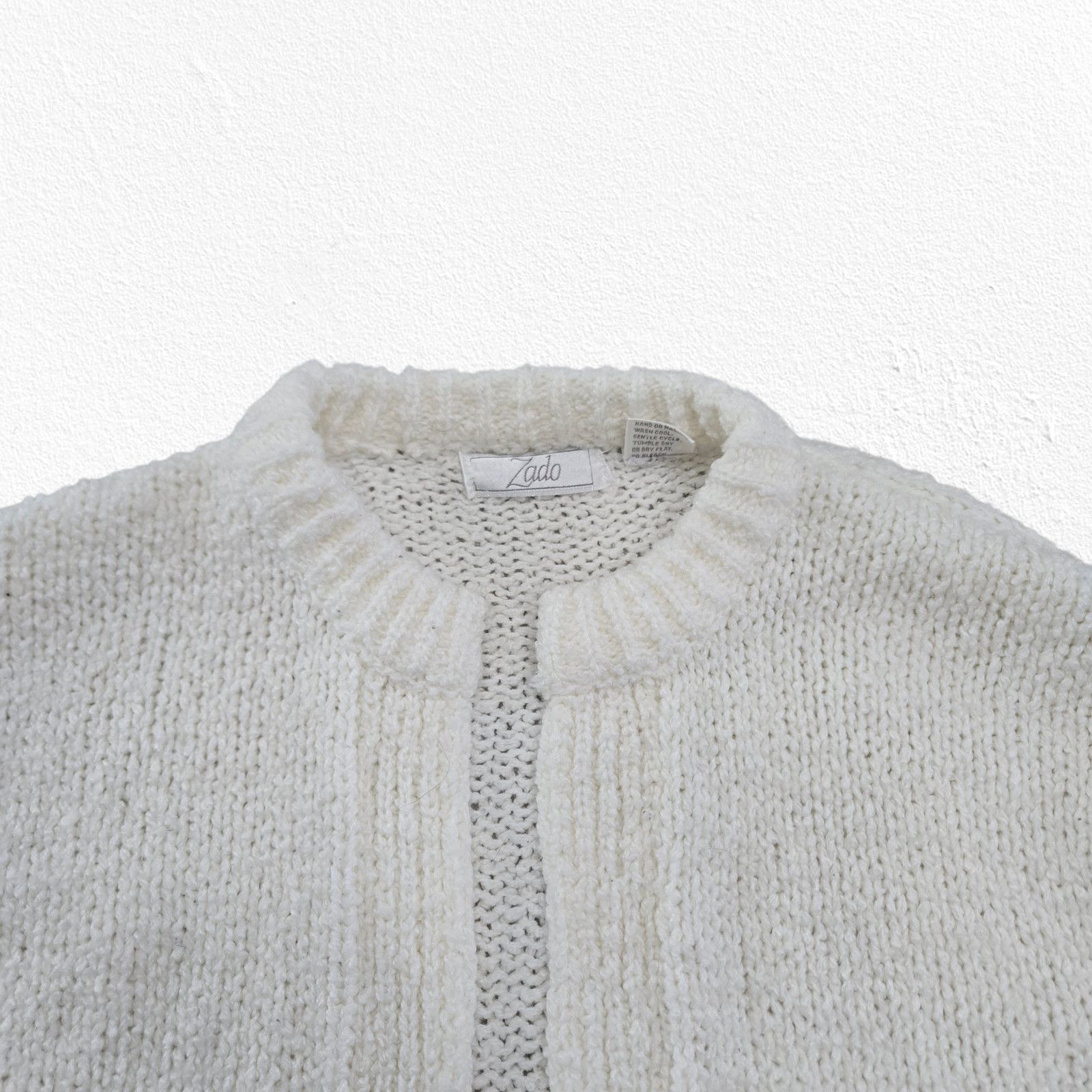 Vintage 80s Ivory Open Front Cardigan Sweater Size Large Size L / US 10 / IT 46 - 3 Thumbnail