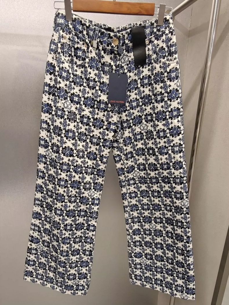 LV 24 Blue Floral Casual Denim Jeans - dmc
