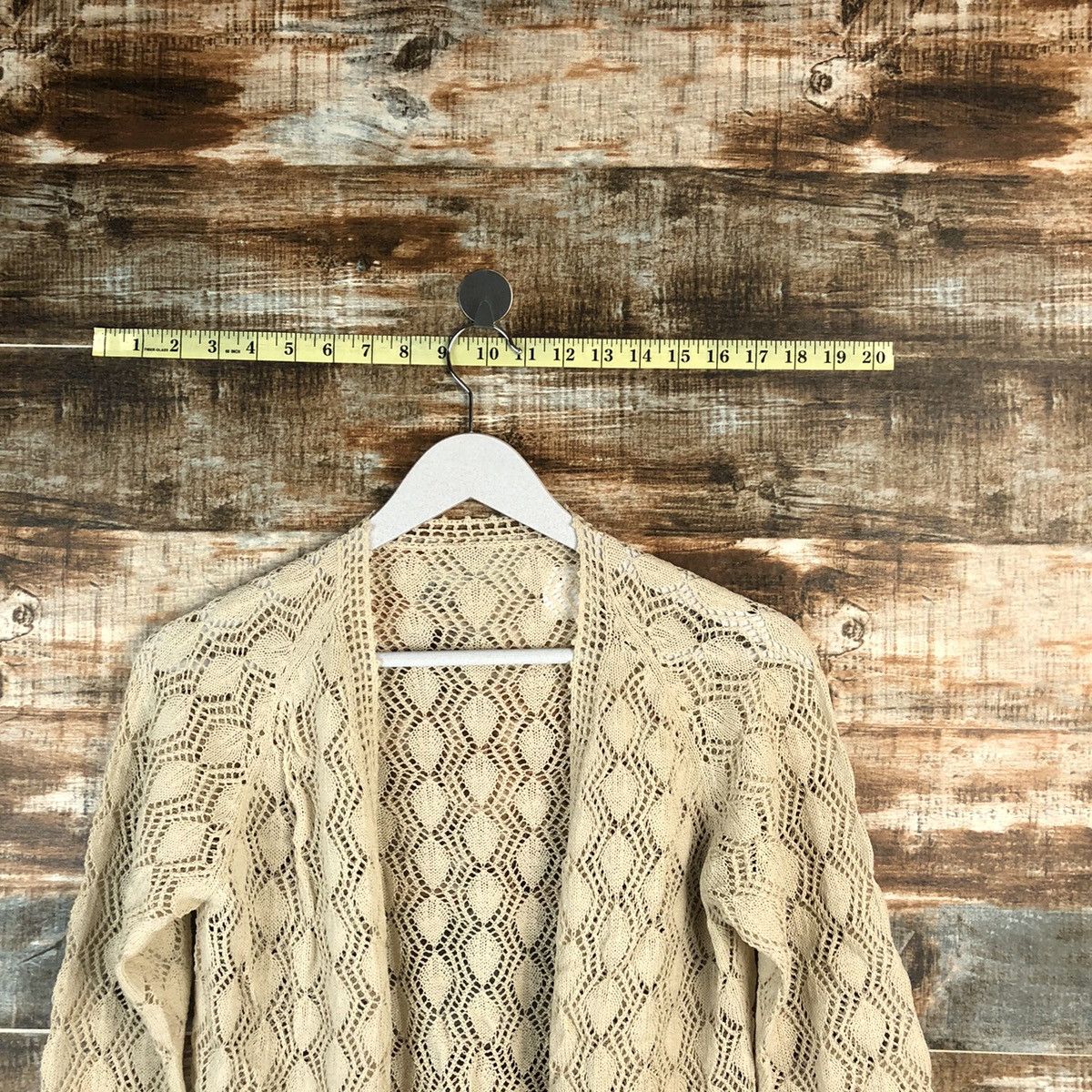 Homespun Knitwear × Japanese Brand Japan vintage crochet meshnet Brown cardigan Knitwear #A1565 Size S / US 4 / IT 40 - 4 Thumbnail