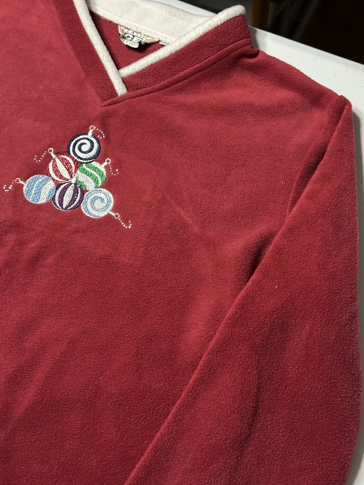 Vintage Vintage Christmas Ornaments Fleece V-neck Sweater Size US L / EU 52-54 / 3 - 3 Thumbnail