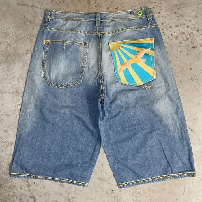 Coogi Crazy Y2K Coogi Baggy Jorts Faded Blue Wide Leg Jean Shorts