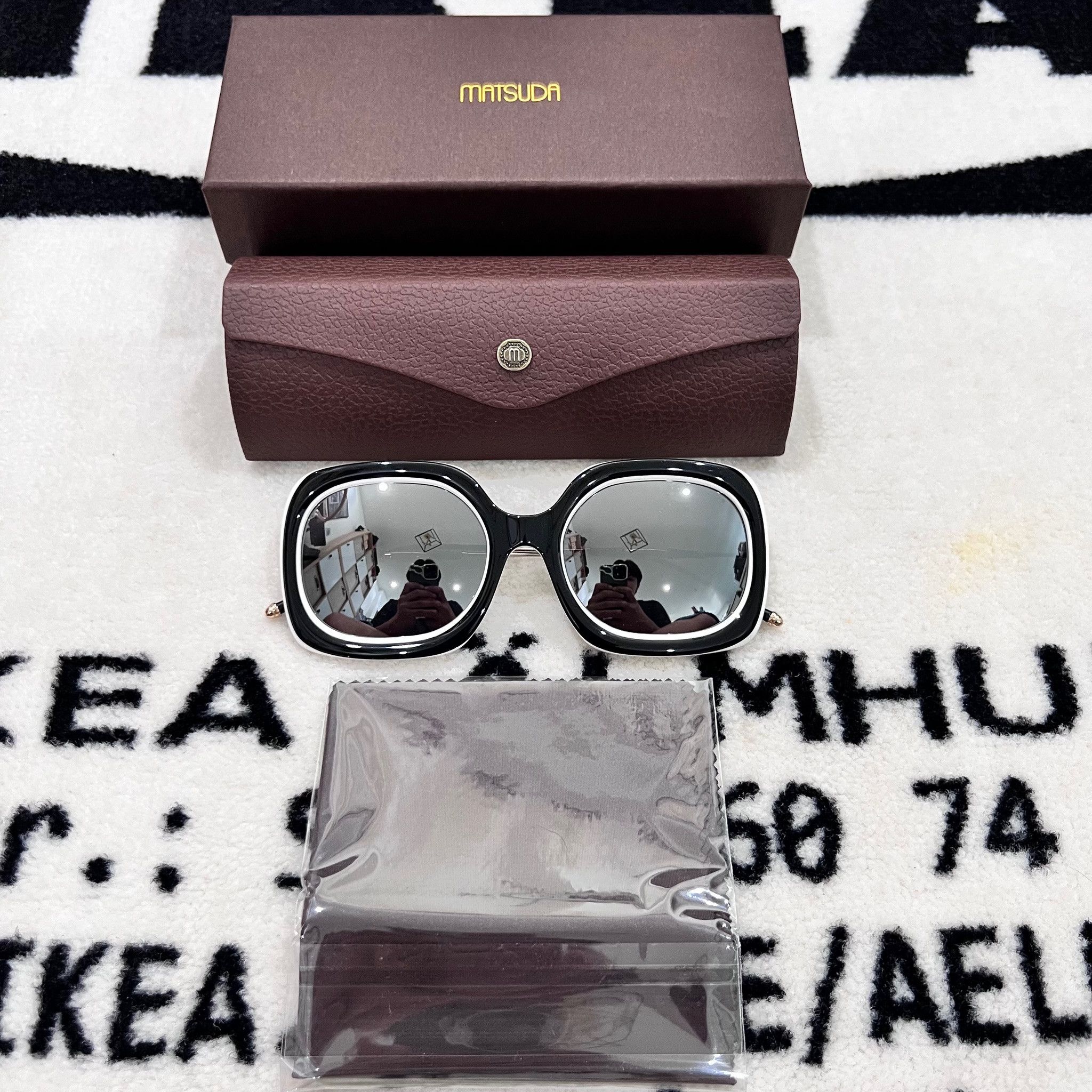 Matsuda Matsuda M2035 5-Barrel Riveted Hinge Sunglasses WHITE/SILVER Size ONE SIZE - 1 Thumbnail