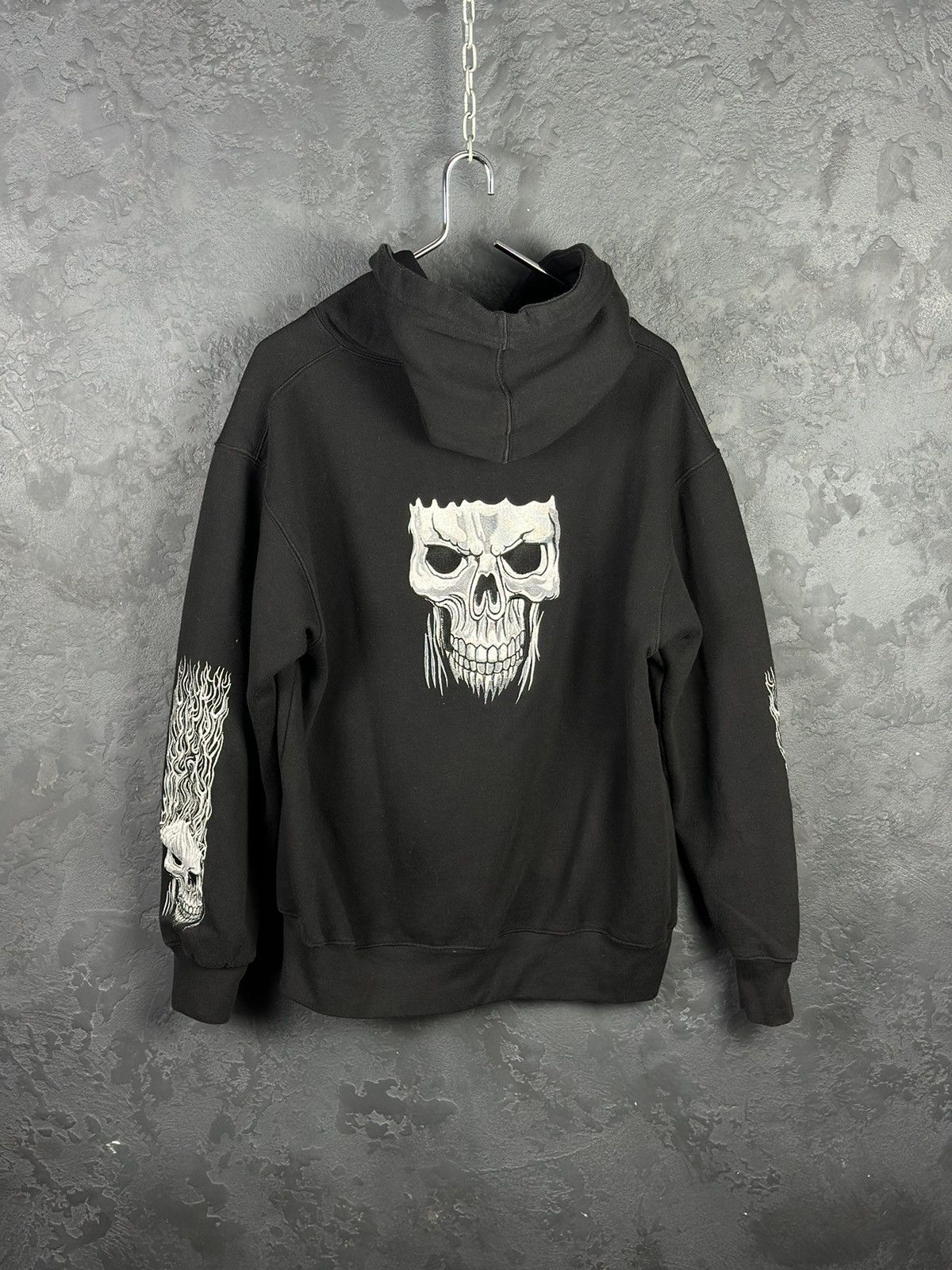 Vintage Vintage Road House Fire Skull Head Zip Hoodie Sweatshirt Size US L / EU 52-54 / 3 - 4 Thumbnail