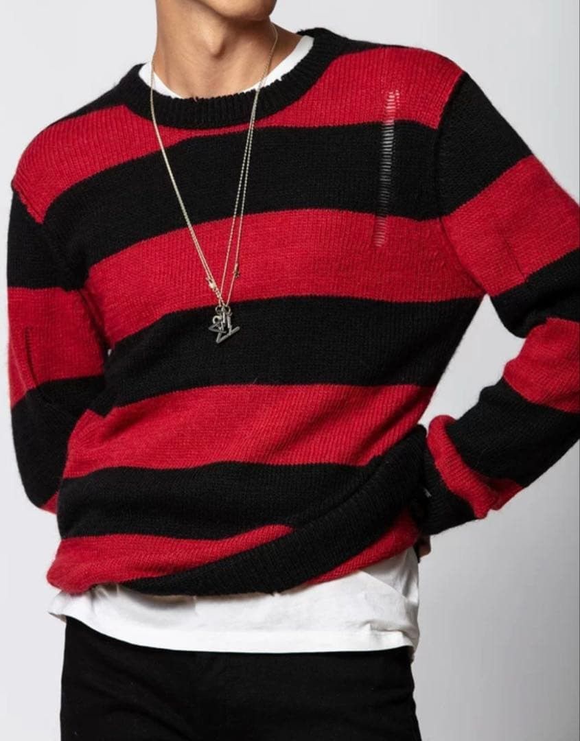Zadig & Voltaire Zadig&Voltaire Bensti Striped Distressed Kurt Cobain Sweater Size US M / EU 48-50 / 2 - 2 Thumbnail