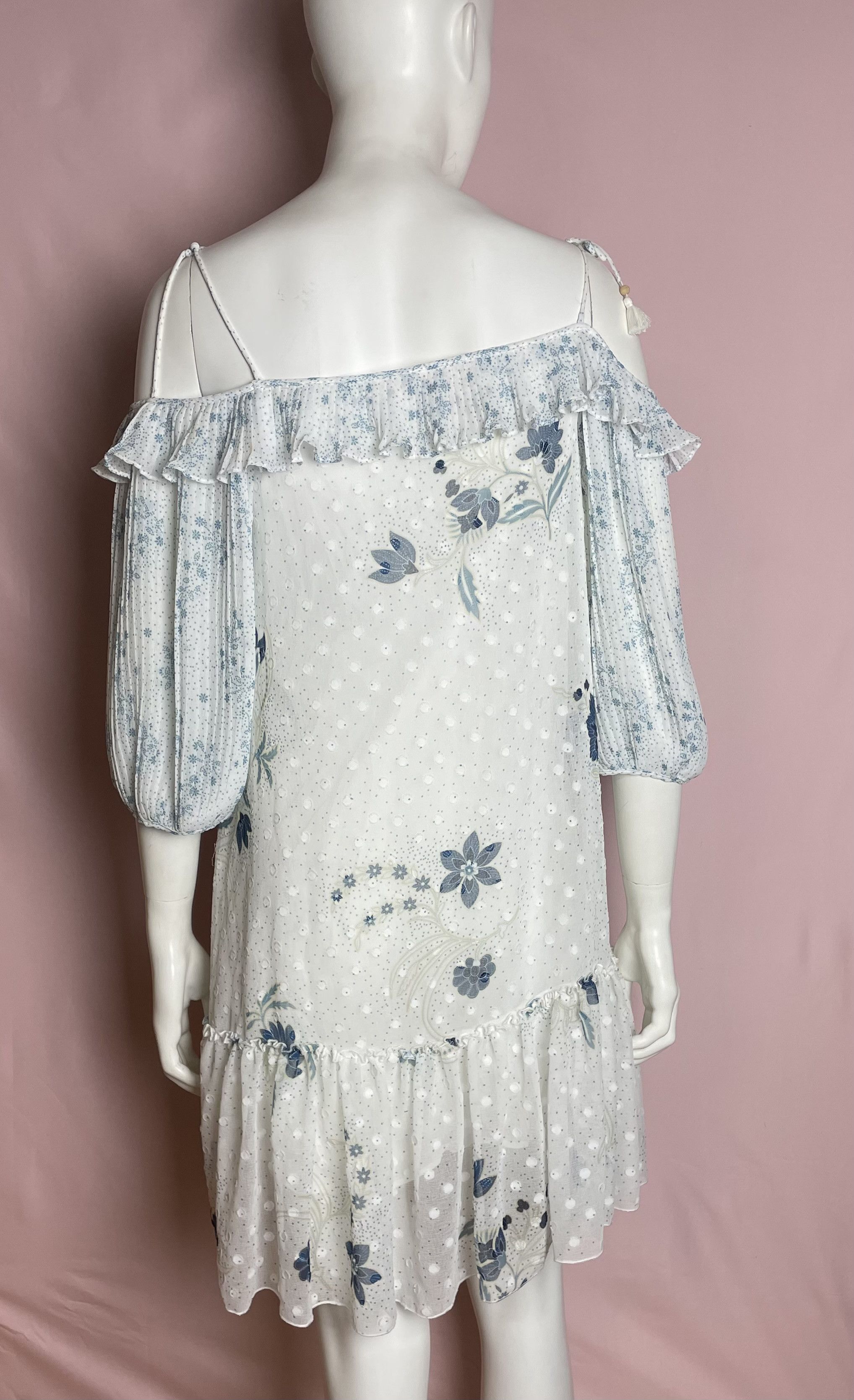 See by Chloe See by Chloé White Blue Floral Mini Dress EU 36 Size S / US 4 / IT 40 - 4 Thumbnail