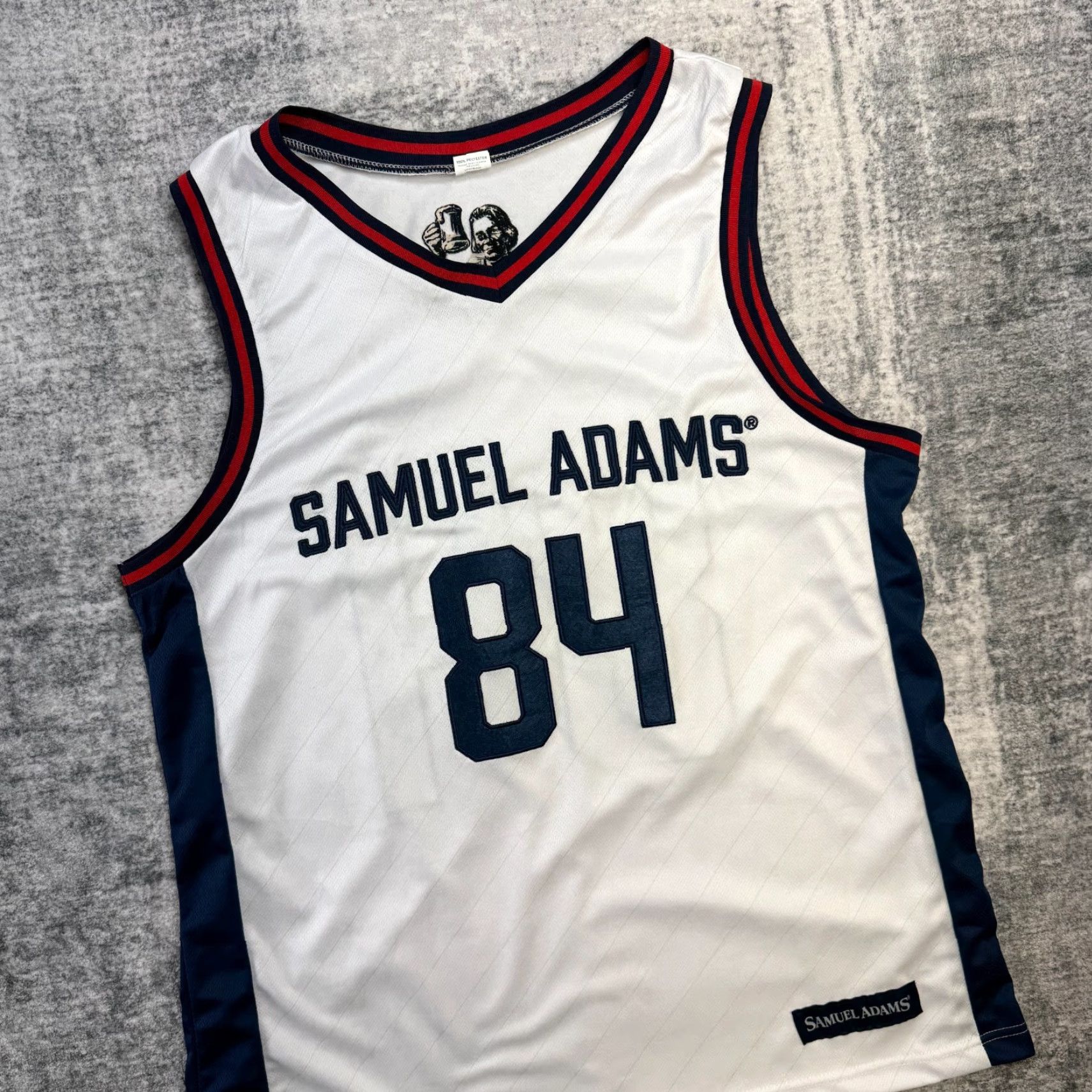 Vintage Samuel Adams Basketball Jersey Adult Large White Shirt Men L White Beer Party Fun Casual Tee Size US L / EU 52-54 / 3 - 2 Thumbnail