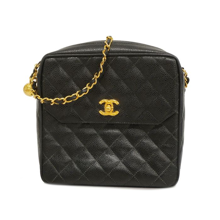 Pre Loved Chanel Lamb Skin Matelasse Chain Shoulder Bag Black Cc Black –  Bluefly