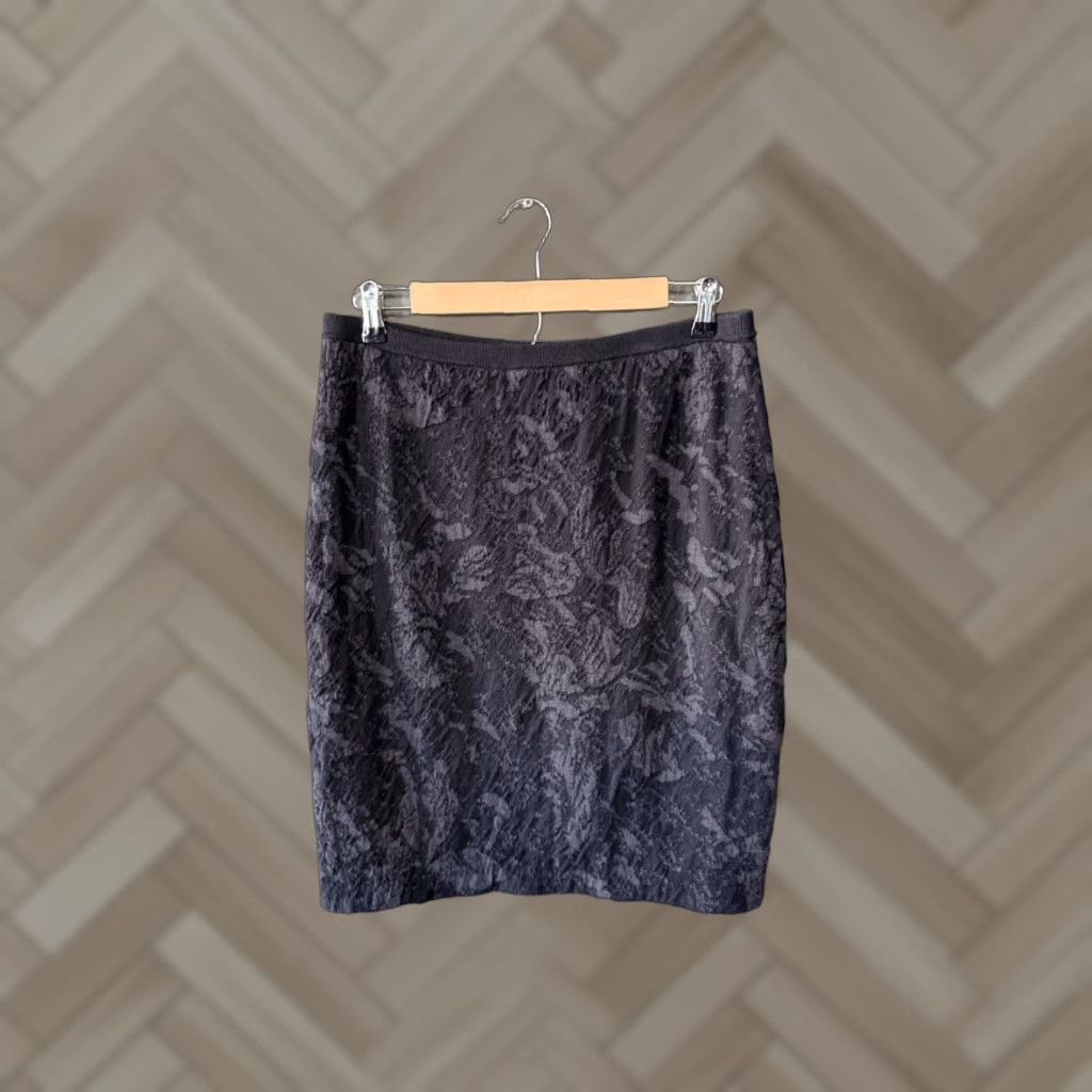 Eileen Fisher Eileen Fisher Black Knit Skirt Womens A-Line Lined Knee Length Size M Size 32" / US 10 / IT 46 - 1 Thumbnail