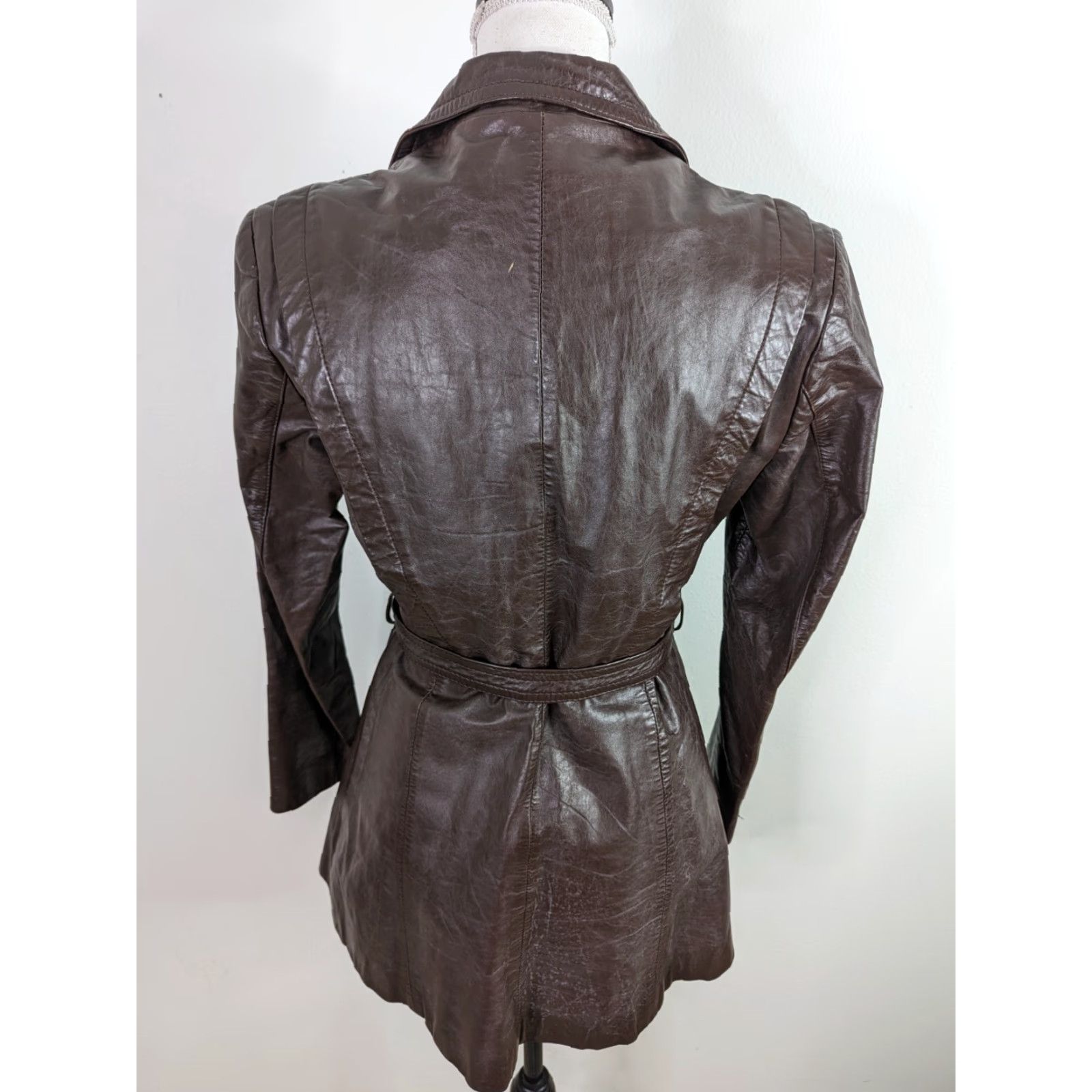 Vintage Vintage 70s Leather Jacket Medium Brown Belted Sherpa Lined Coat User: Vintage 70s Leather Jacket Medium Brown Belted Sherpa Lined Coat Size M / US 6-8 / IT 42-44 - 3 Thumbnail