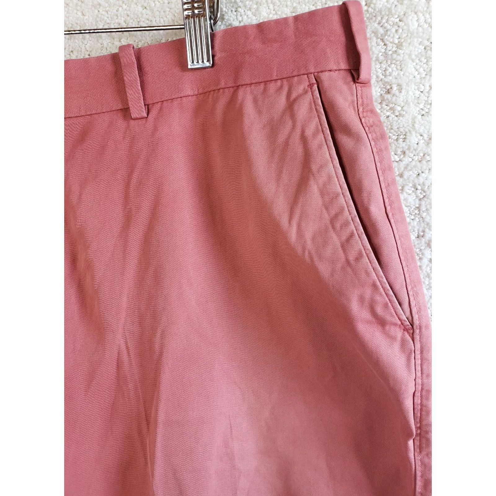 Vintage Bullock&Jones Shorts Men's Pink Flat Front 42 Bermuda Lightweight Twill Zip Pocket Beach City Casual Regular 8.25in Inseam Mens Size US 42 / EU 58 - 4 Thumbnail
