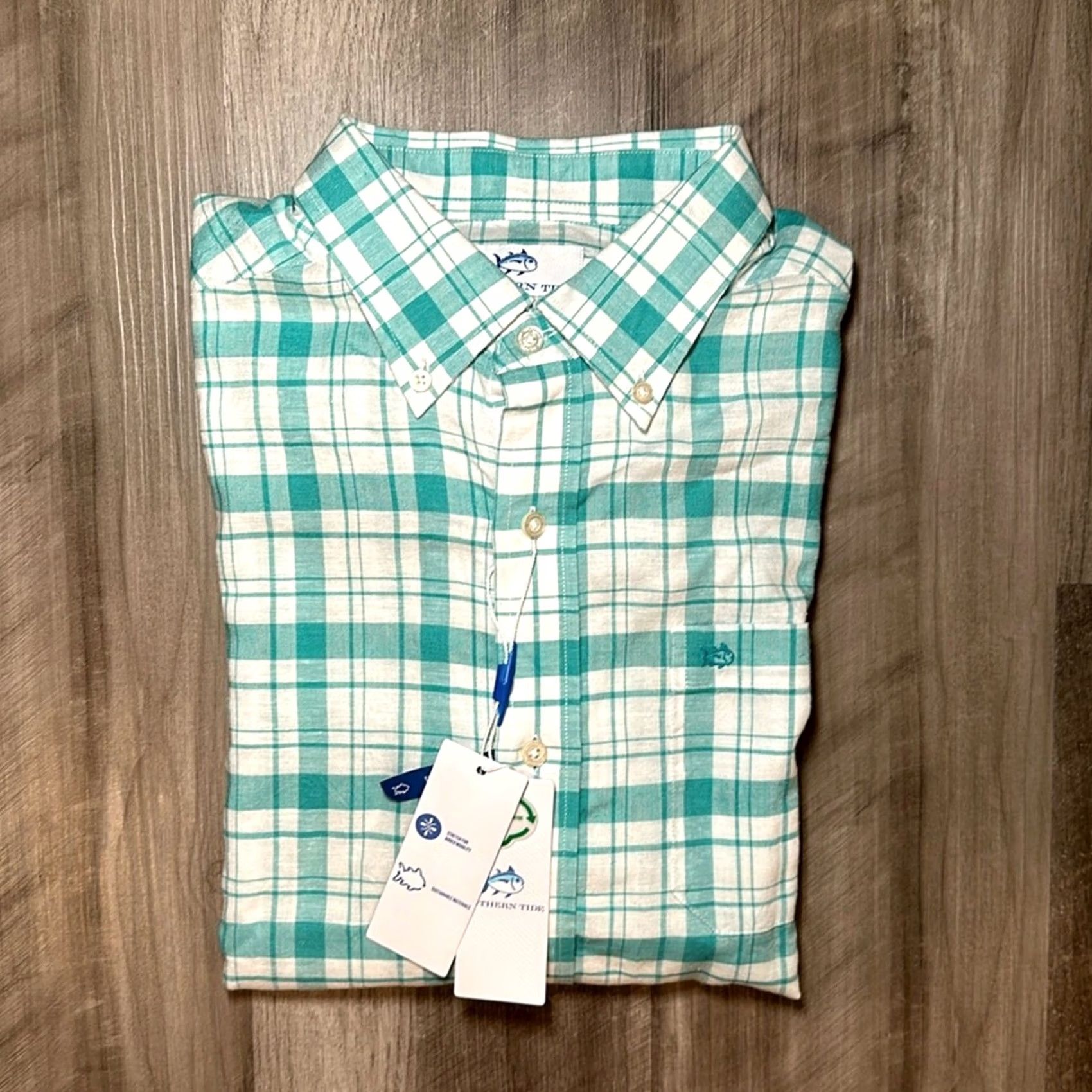 Southern Tide VINTAGE Southern Tide Hemp Blend Headland Moultrie Long Sleeve Button Down M Green Mens Medium Size US M / EU 48-50 / 2 - 2 Thumbnail