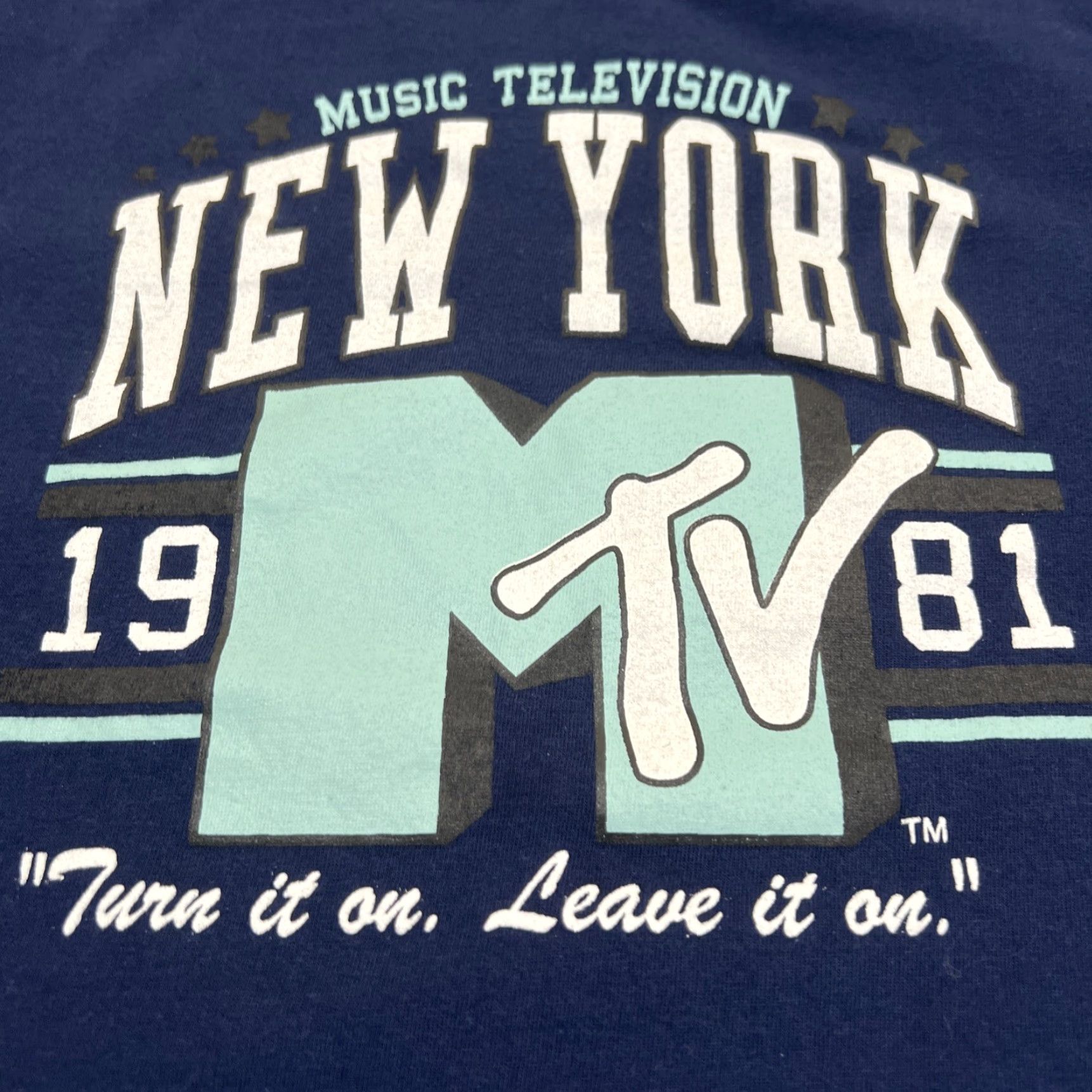 Vintage MTV NY T Shirt Women’s Crop Top Cap Sleeves XL Cotton Blue Crew Neck Hip Hop Music City Summer Size XL / US 12-14 / IT 48-50 - 3 Thumbnail