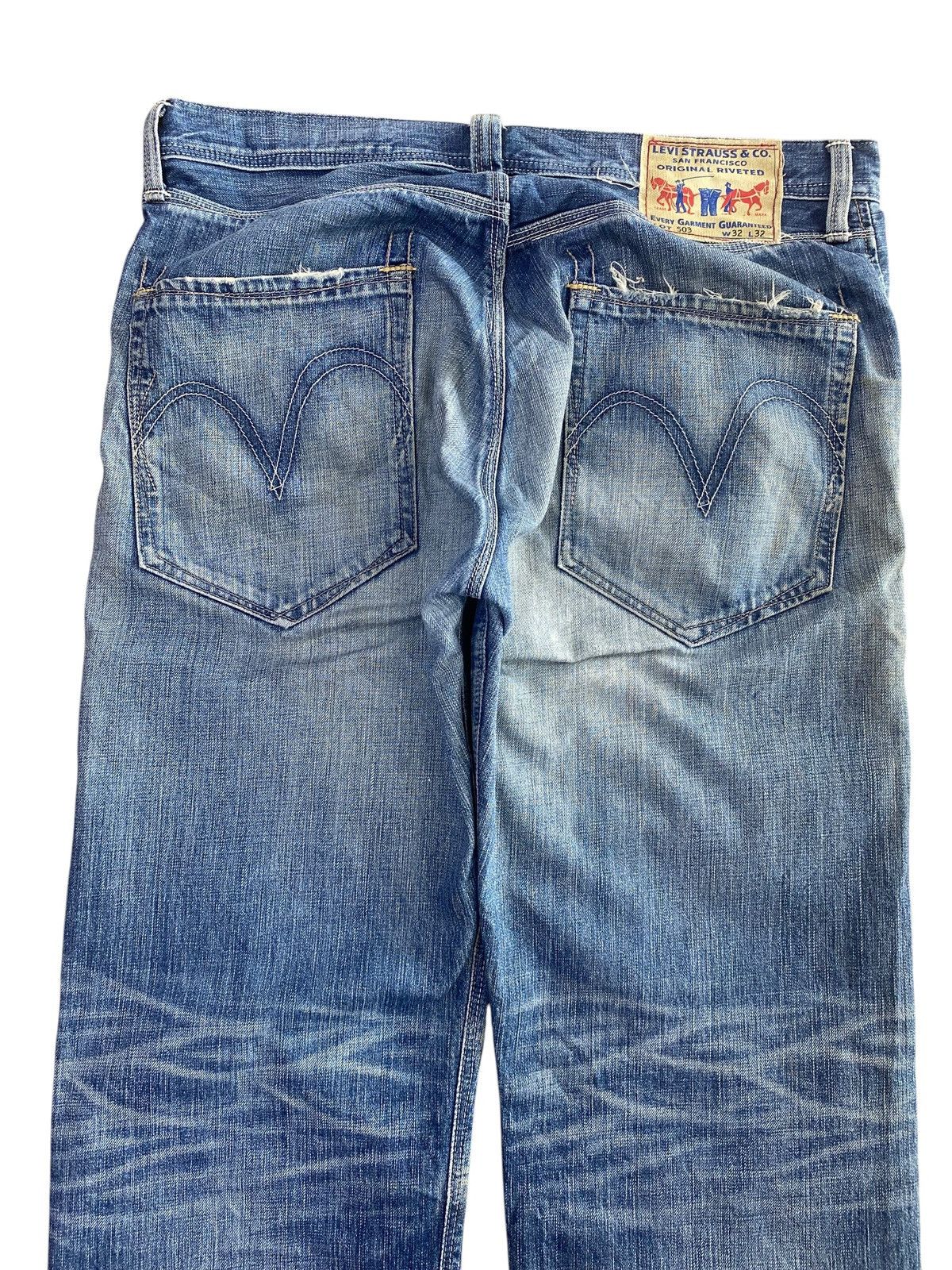 Levi's Vintage Levi’s 503 Whiskers Ripped Style Loose Jeans Size US 34 / EU 50 - 4 Thumbnail