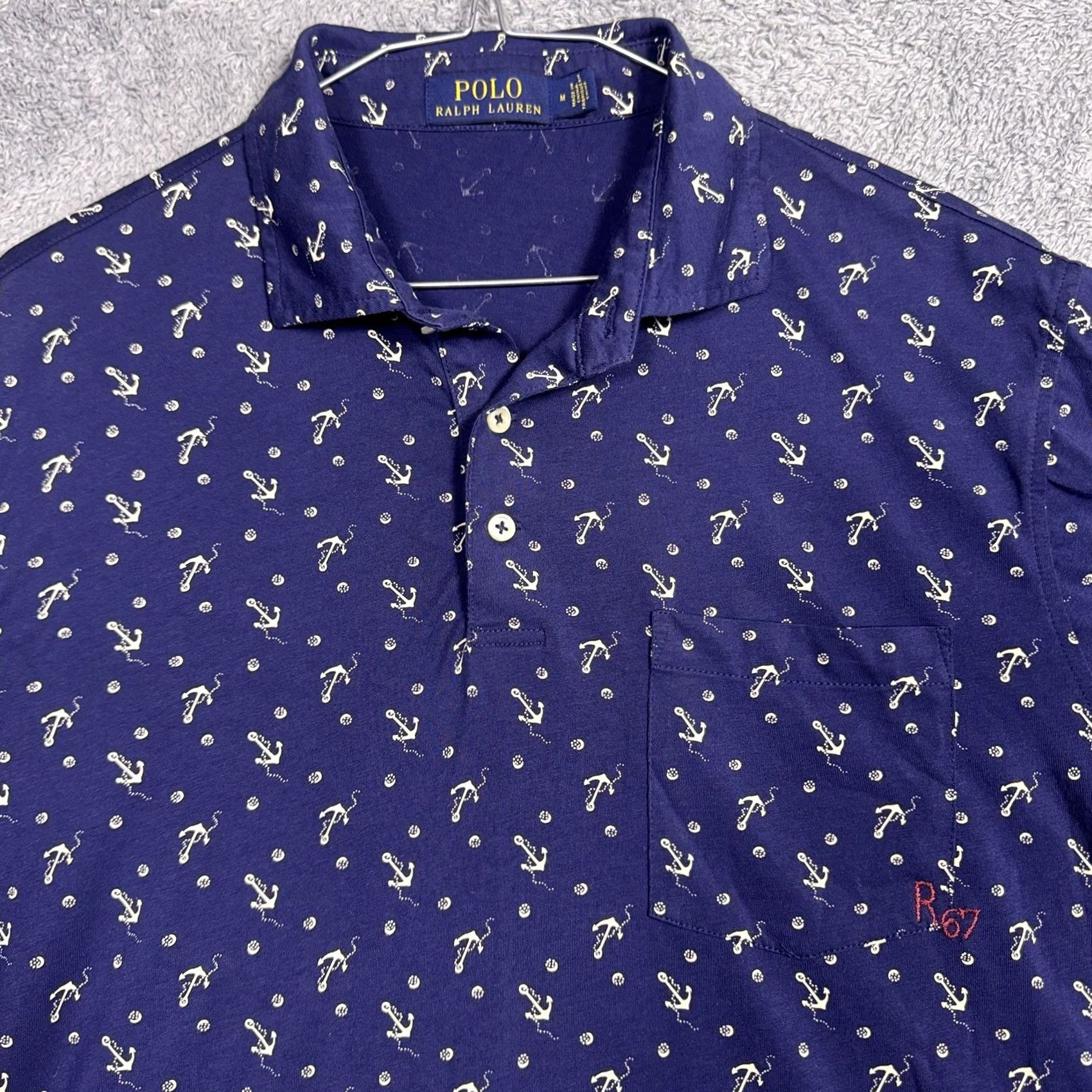 Polo Ralph Lauren Polo Ralph Lauren Shirt Mens M RL67 Anchor Print Nautical Pocket Geometric Size US M / EU 48-50 / 2 - 2 Thumbnail