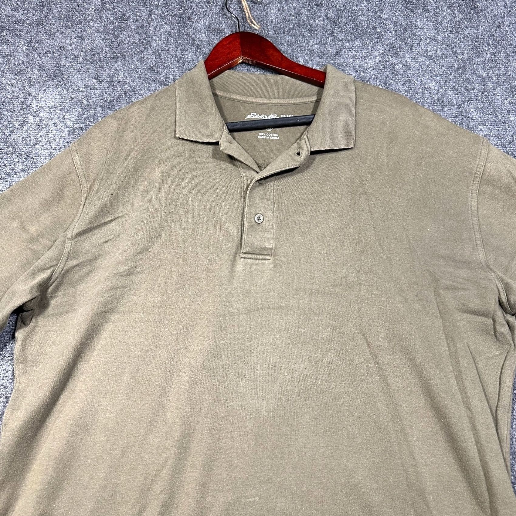 Eddie Bauer Eddie Bauer Mens Large Tall Green Cotton Short Sleeve Polo Shirt Split Hem Size US L / EU 52-54 / 3 - 4 Thumbnail