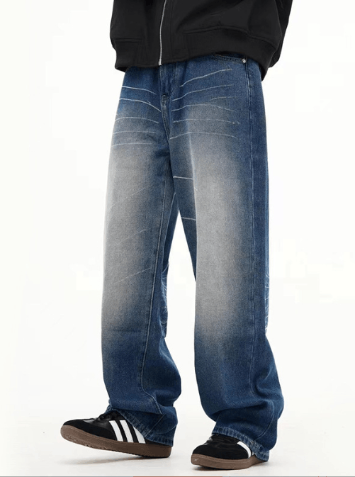 Japanese Brand × Jean American retro straight washed gradient jeans y2k Size US 34 / EU 50 - 1 Thumbnail