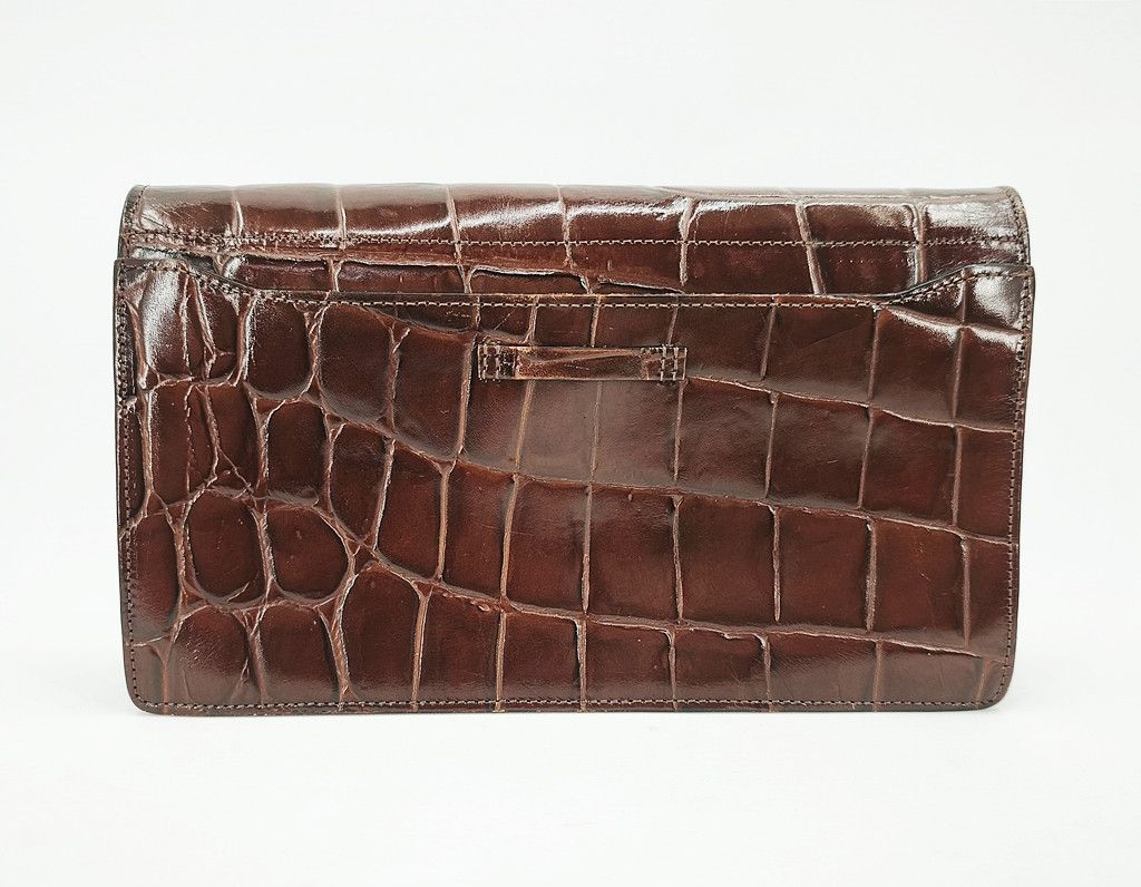 Jean Paul Gaultier JEAN PAUL GAULTIER Brown Croc embossed clutch sling bag Size ONE SIZE - 6 Thumbnail