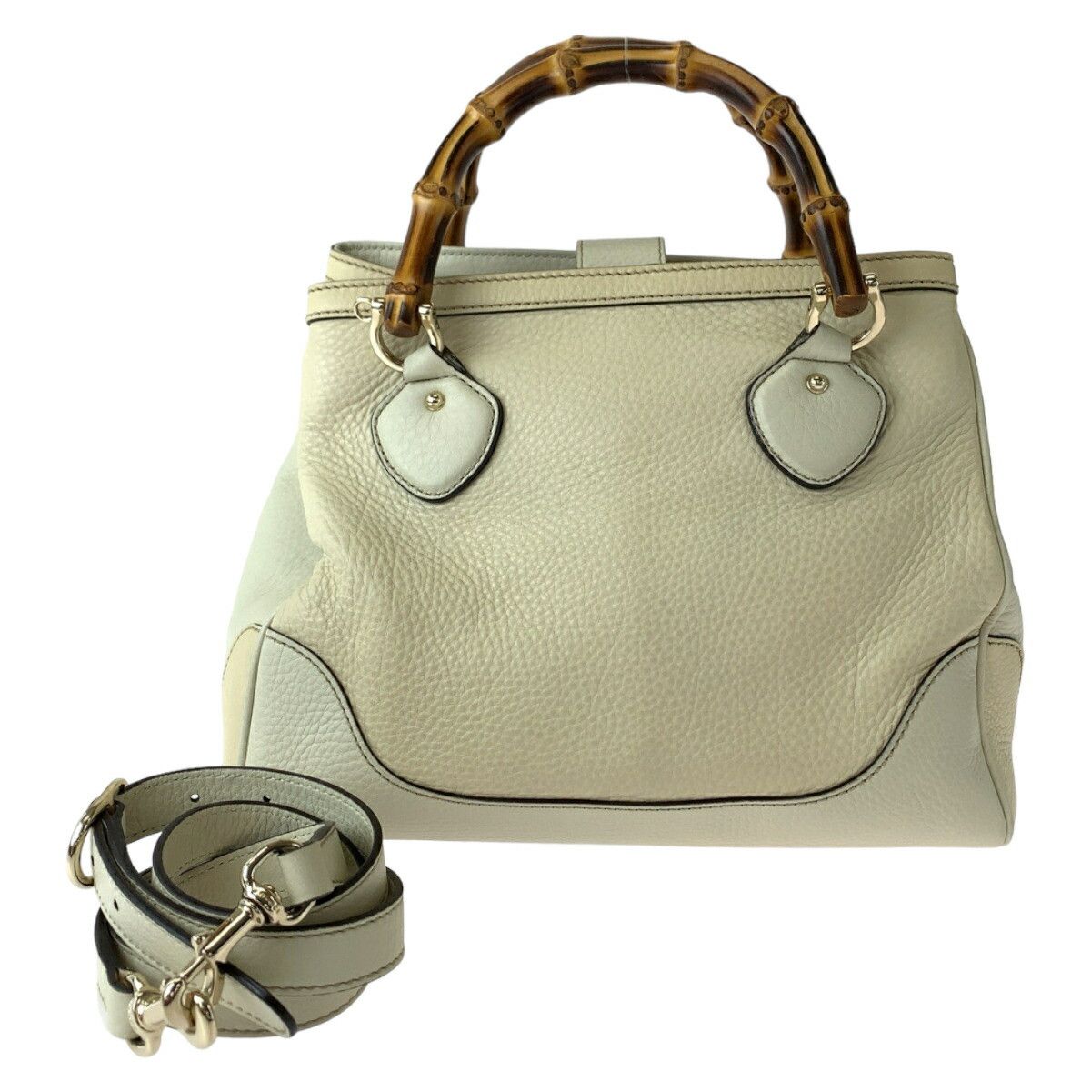 Gucci Gucci Bamboo Leather 2Way Bag Leather Shoulder Bag 308360 in White, Women's