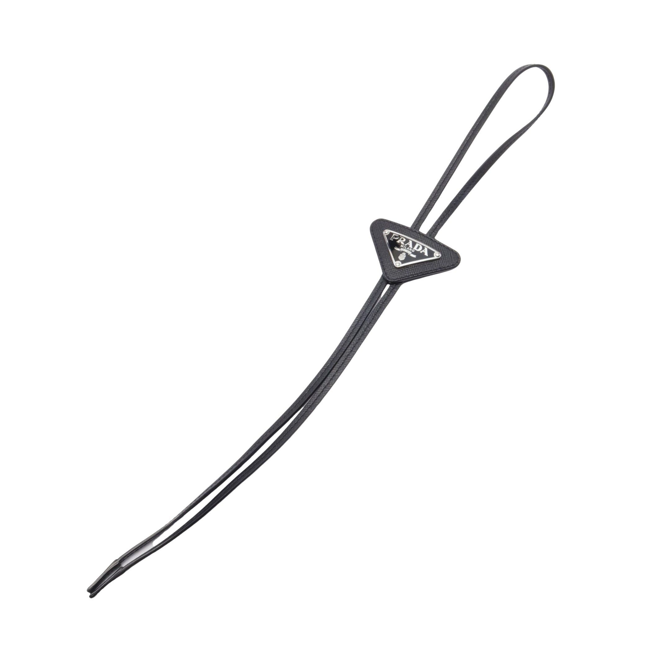 Prada Prada Saffiano Triang Bolo Tie Leather Black Size ONE SIZE - 1 Thumbnail