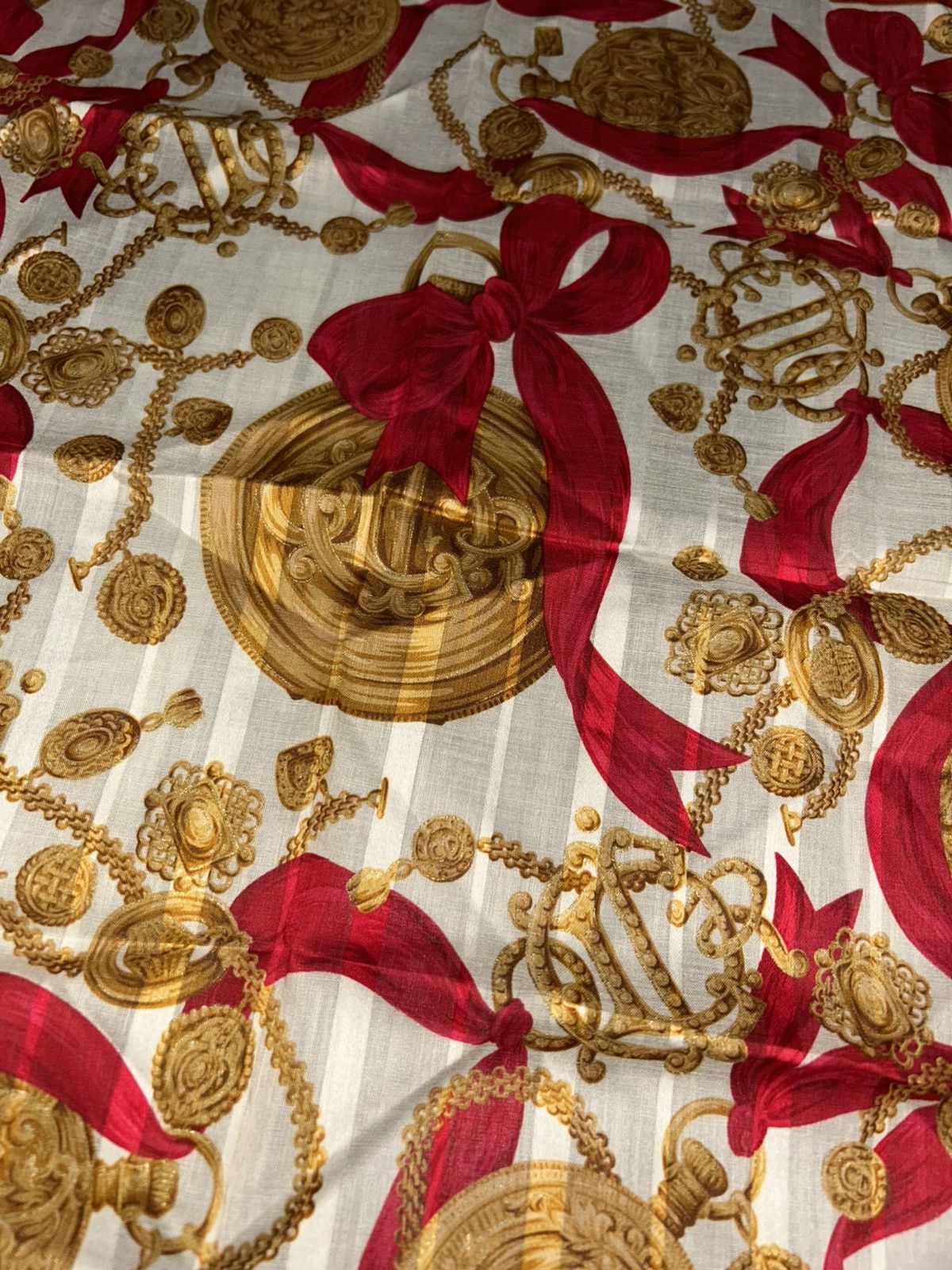 Dior Christian Dior Gold Chain Red Ribbon Cotton Handkerchief Size ONE SIZE - 5 Thumbnail