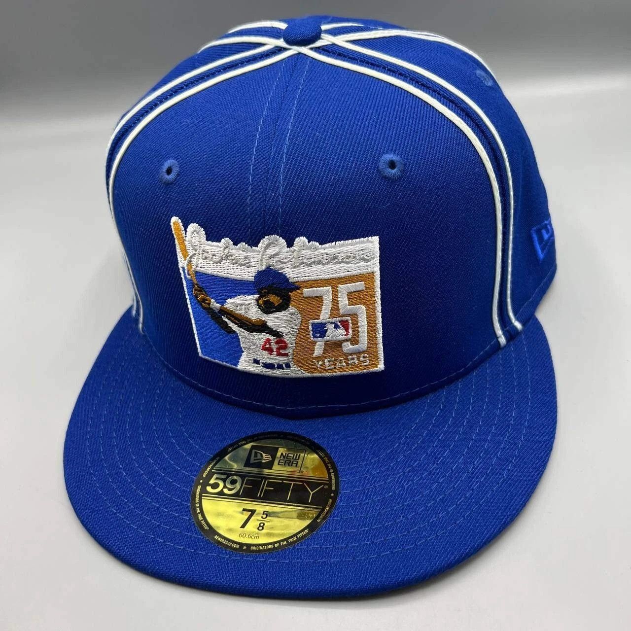 New Era Jackie Robinson #42 Dodgers Hat Men 7 5/8 Blue MLB Fitted Size ONE SIZE - 4 Thumbnail