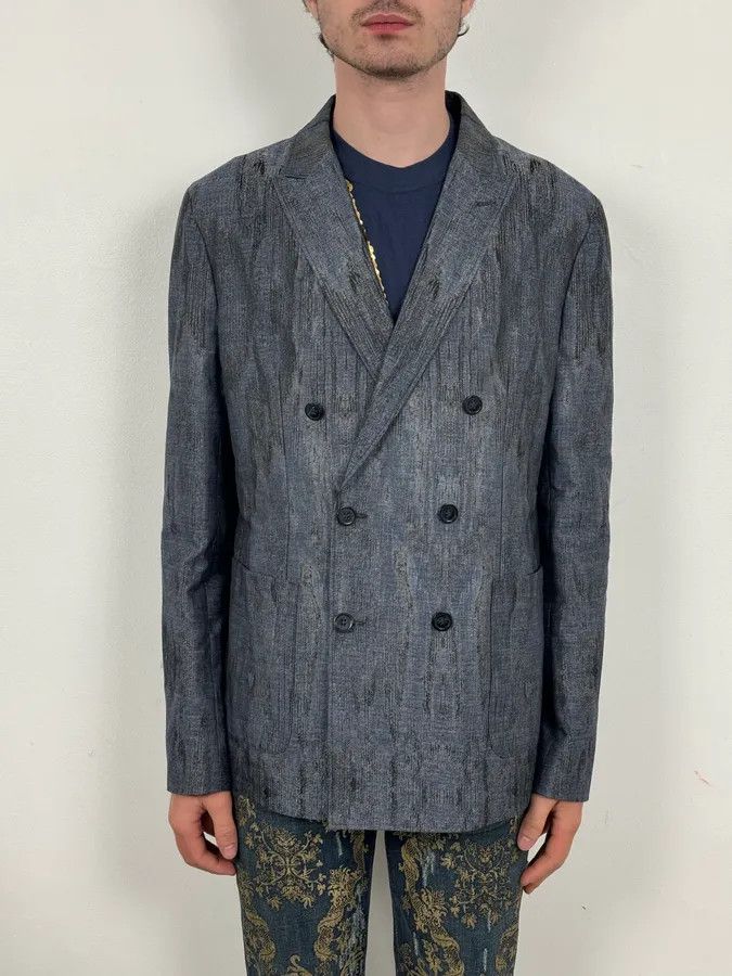 Emporio Armani AW2019 Emporio Armani Double-Breasted Metallic Textured Blazer Jacket Size 44R - 2 Thumbnail